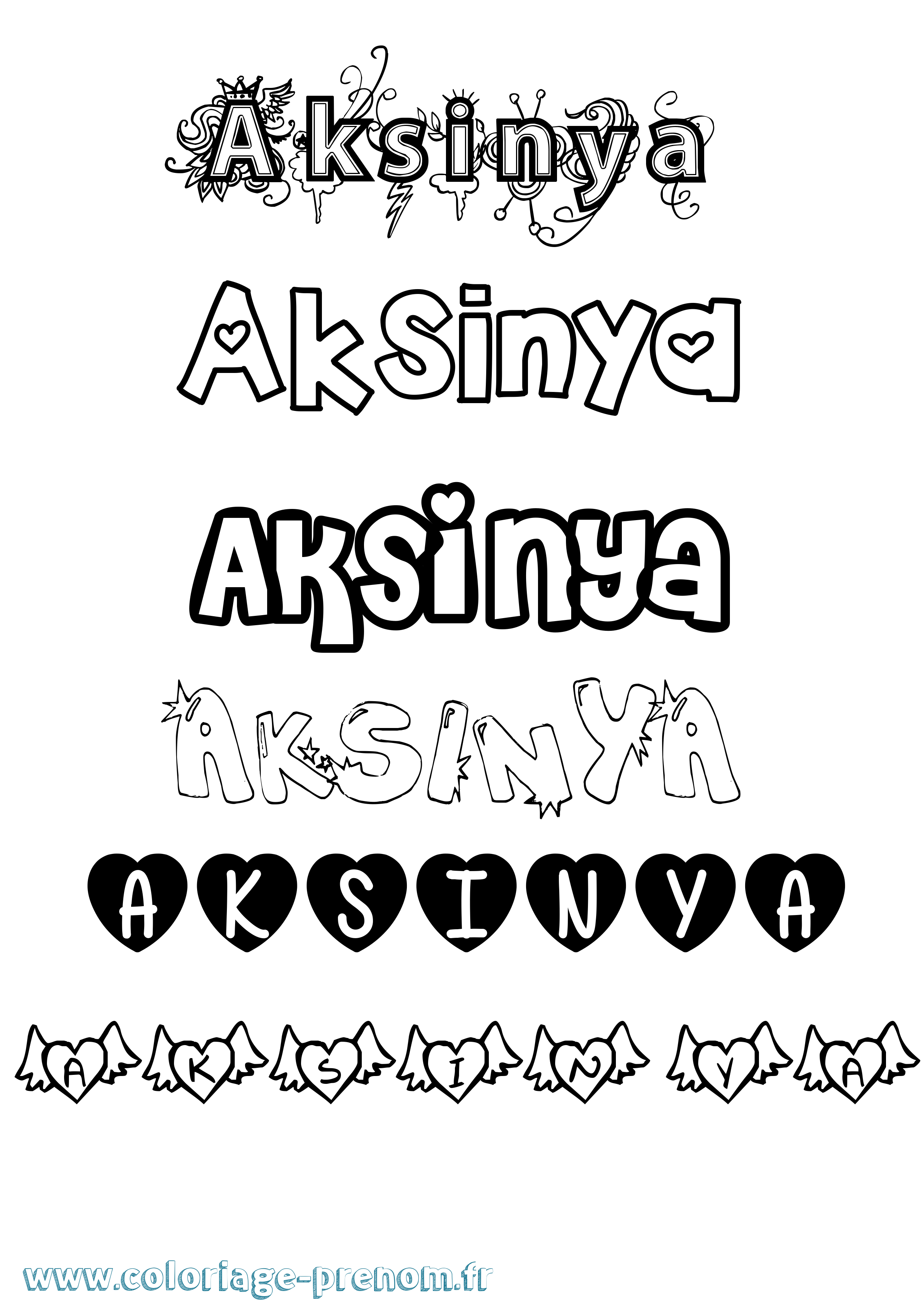 Coloriage Aksinya Girly Coloriage prénom Aksinya Girly
