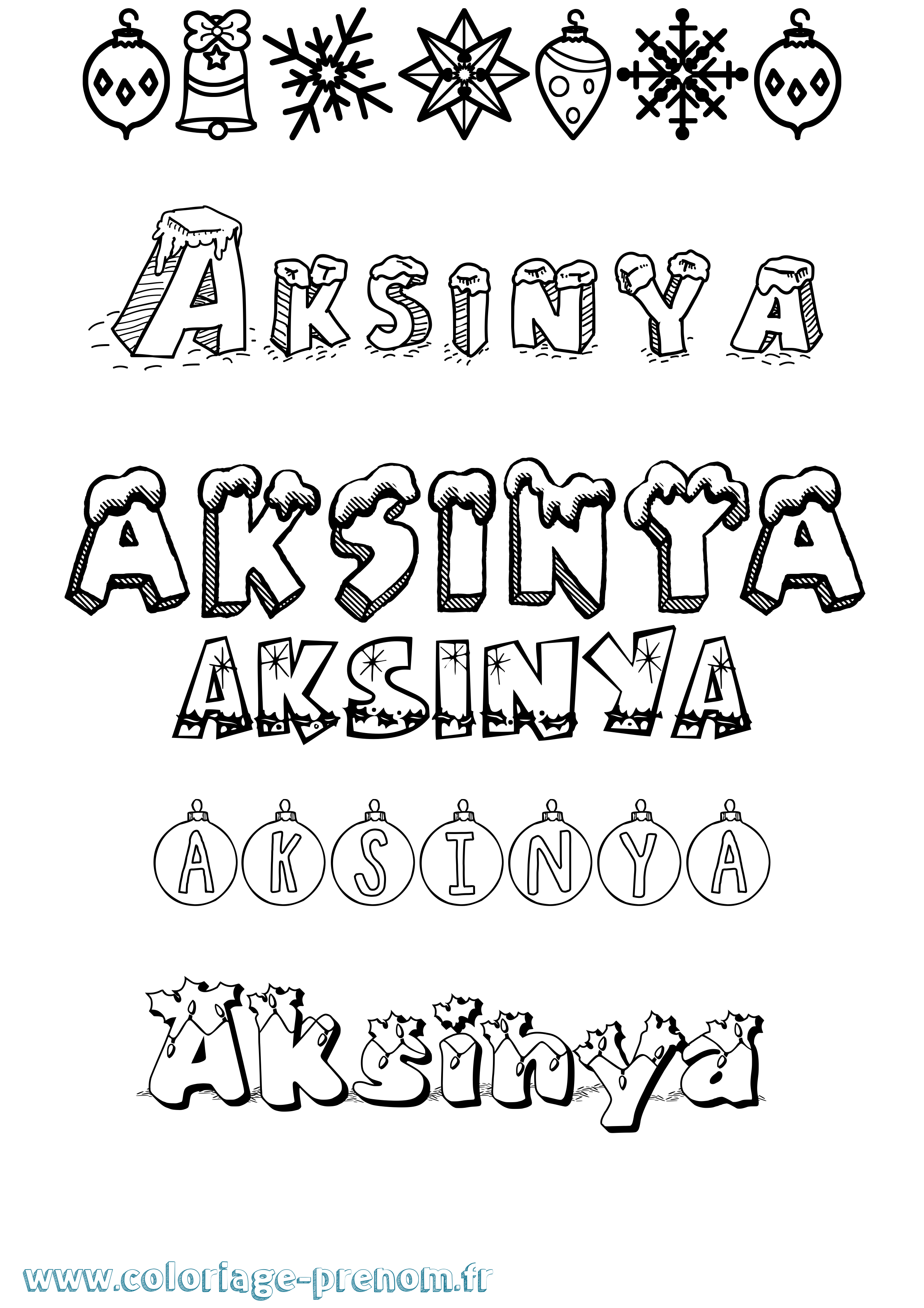 Coloriage Aksinya Noël Coloriage prénom Aksinya Noël