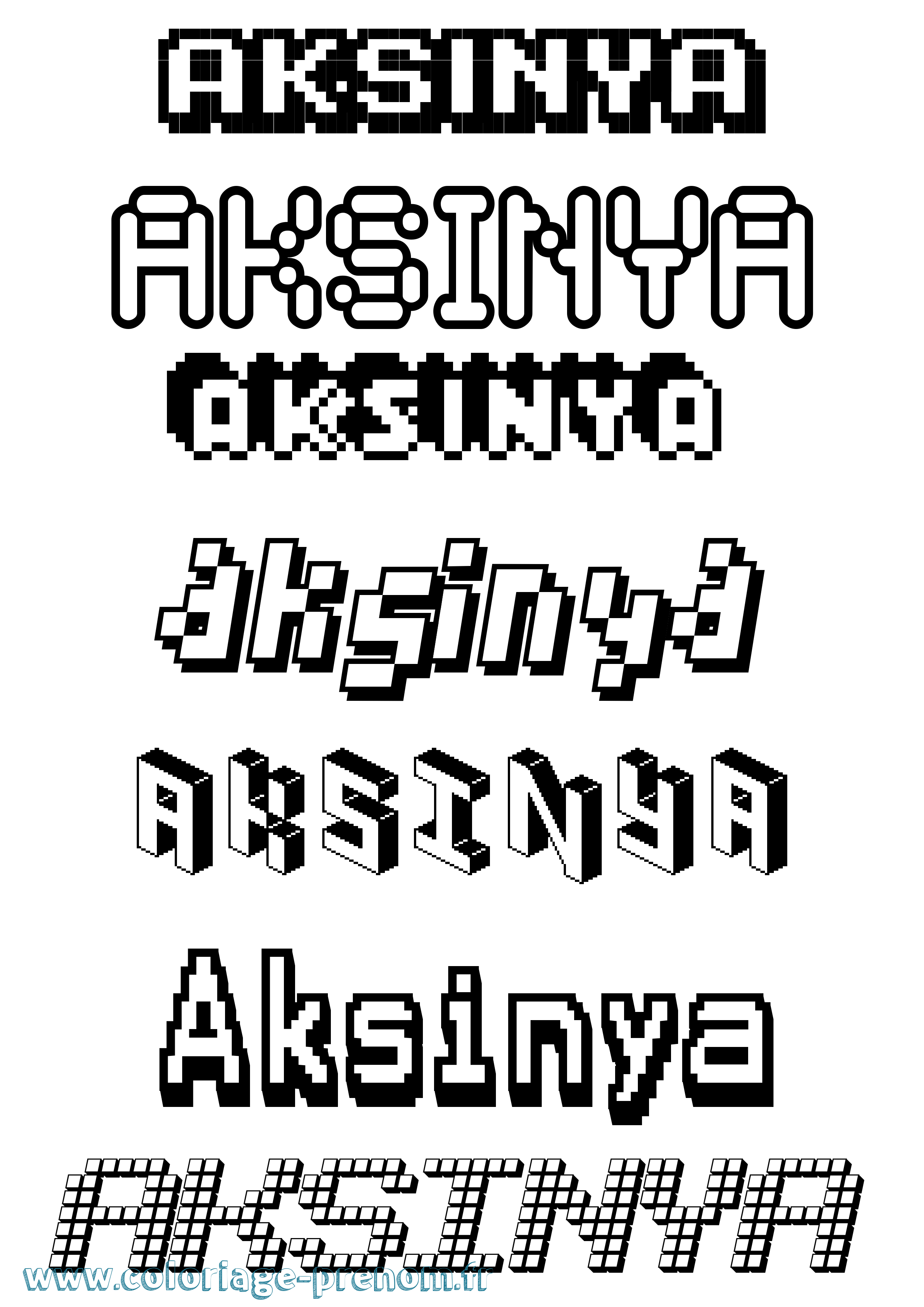 Coloriage Aksinya Pixel Coloriage prénom Aksinya Pixel