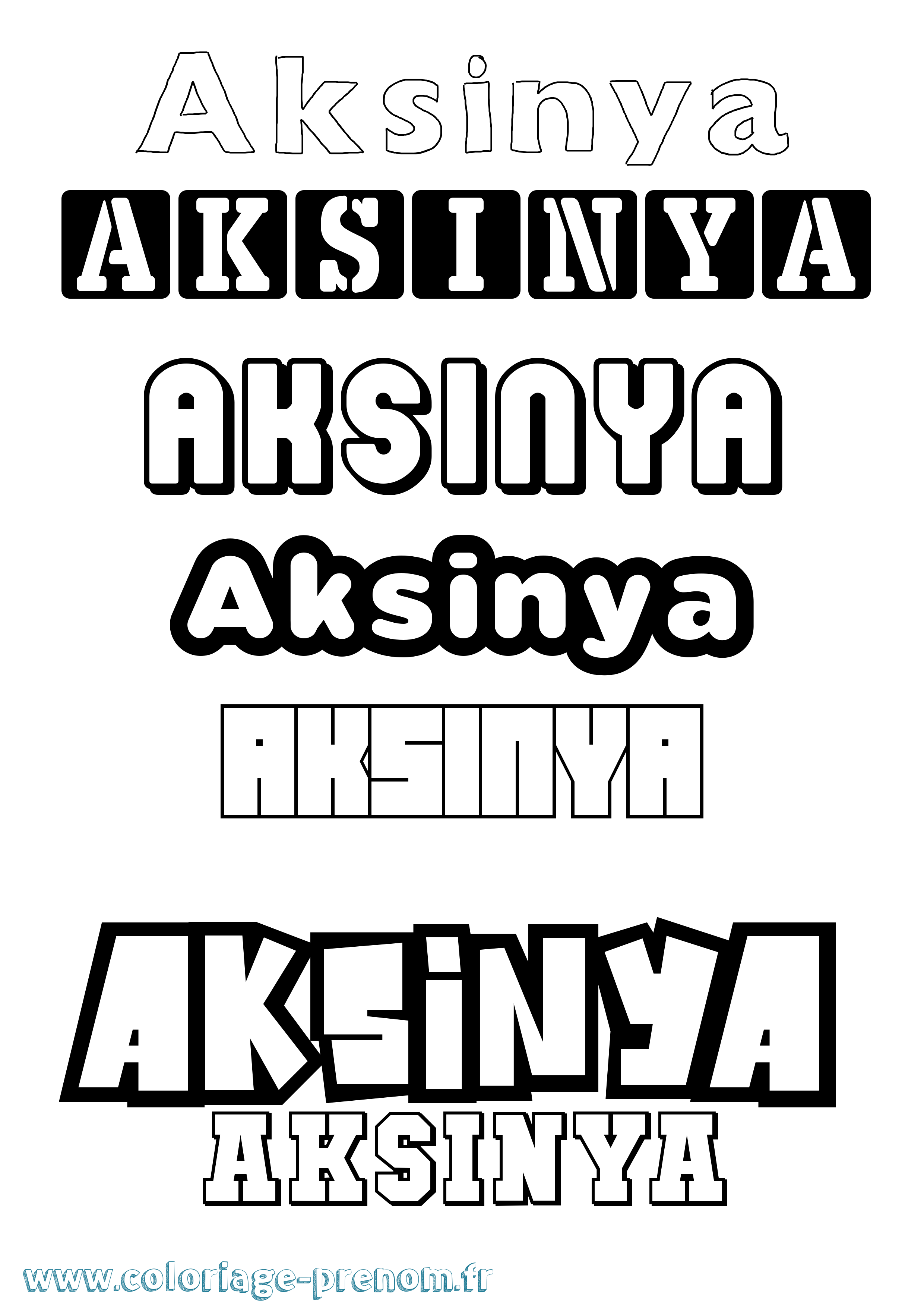 Coloriage prénom Aksinya Simple