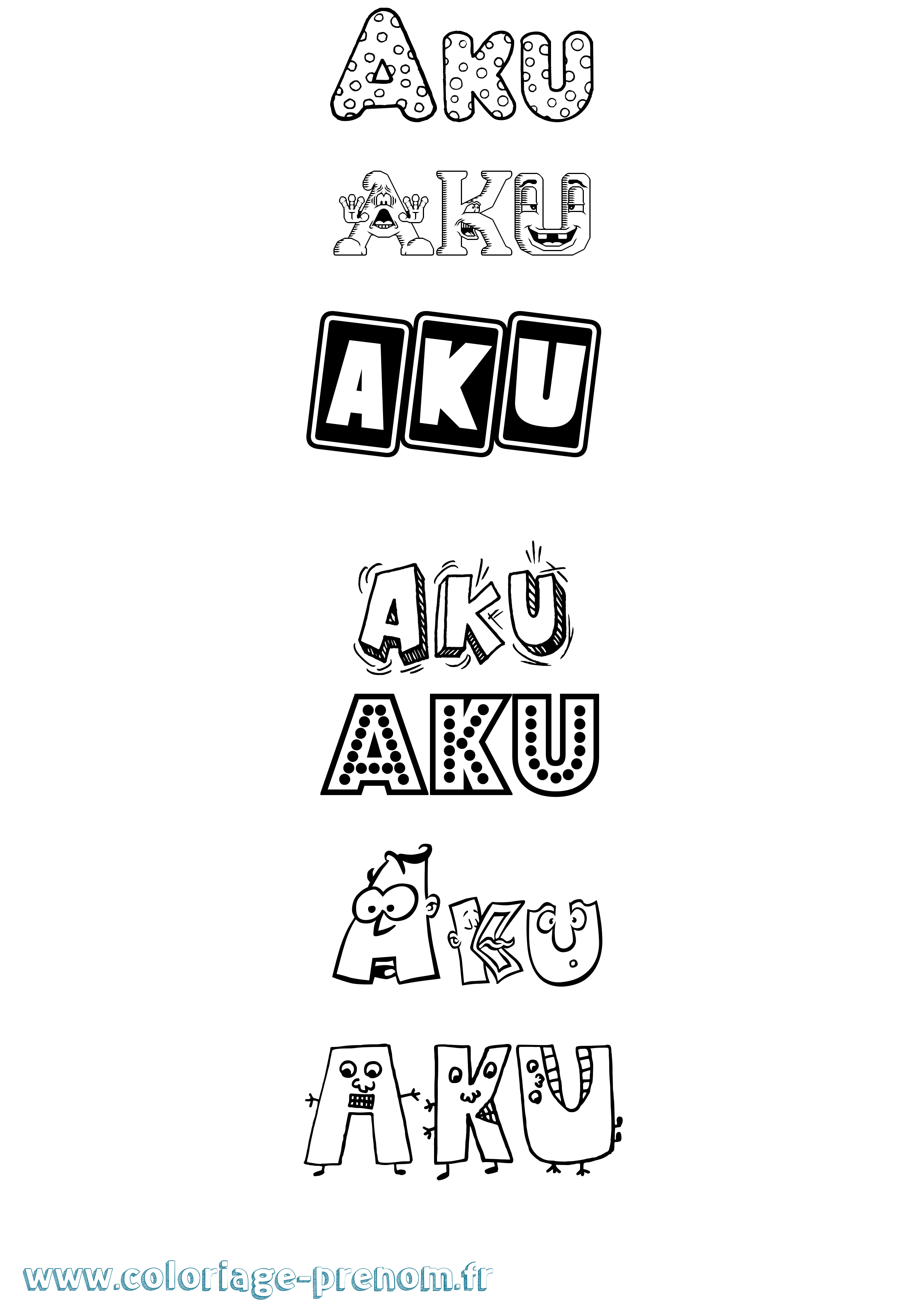 Coloriage prénom Aku Fun