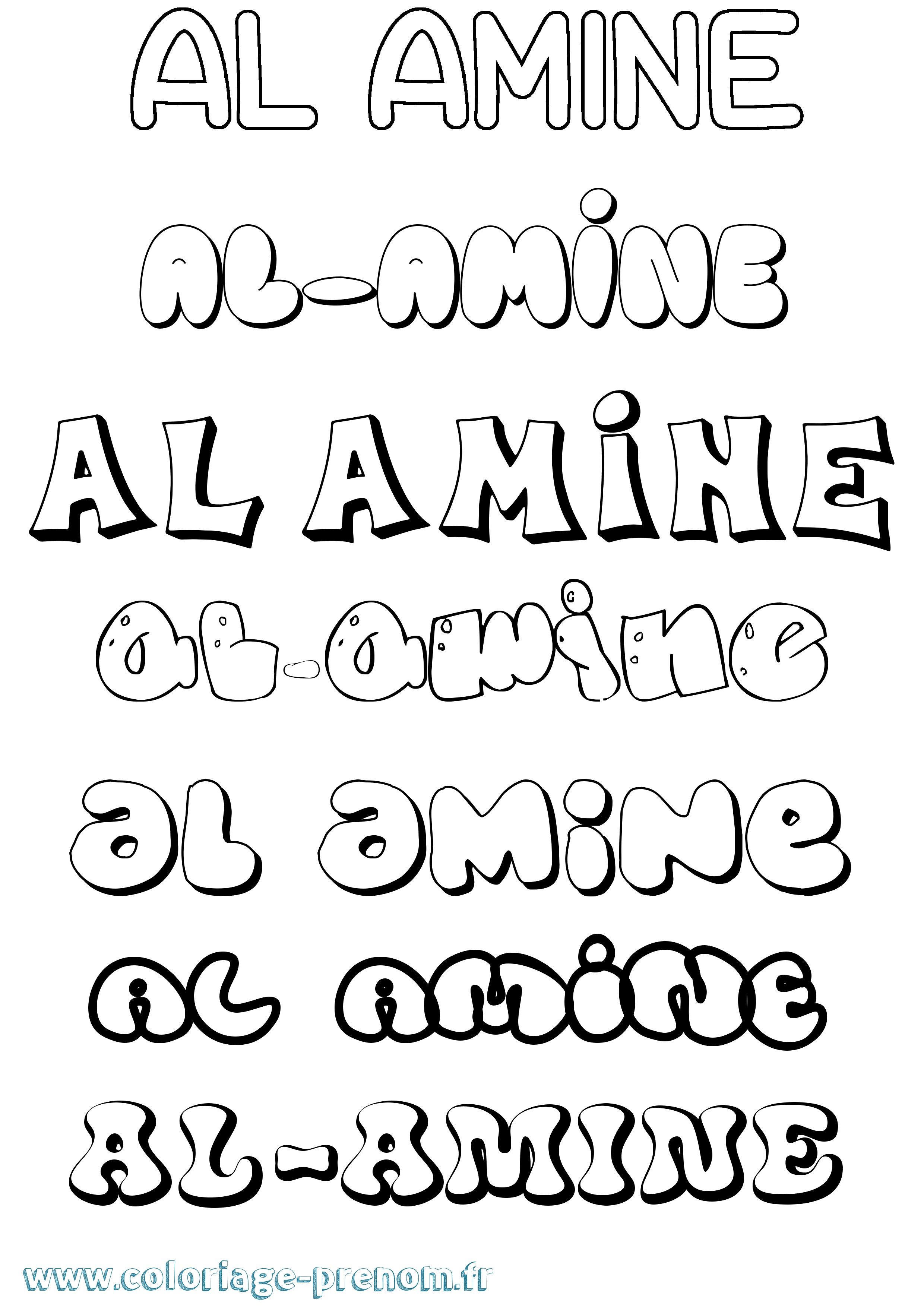 Coloriage prénom Al-Amine Bubble