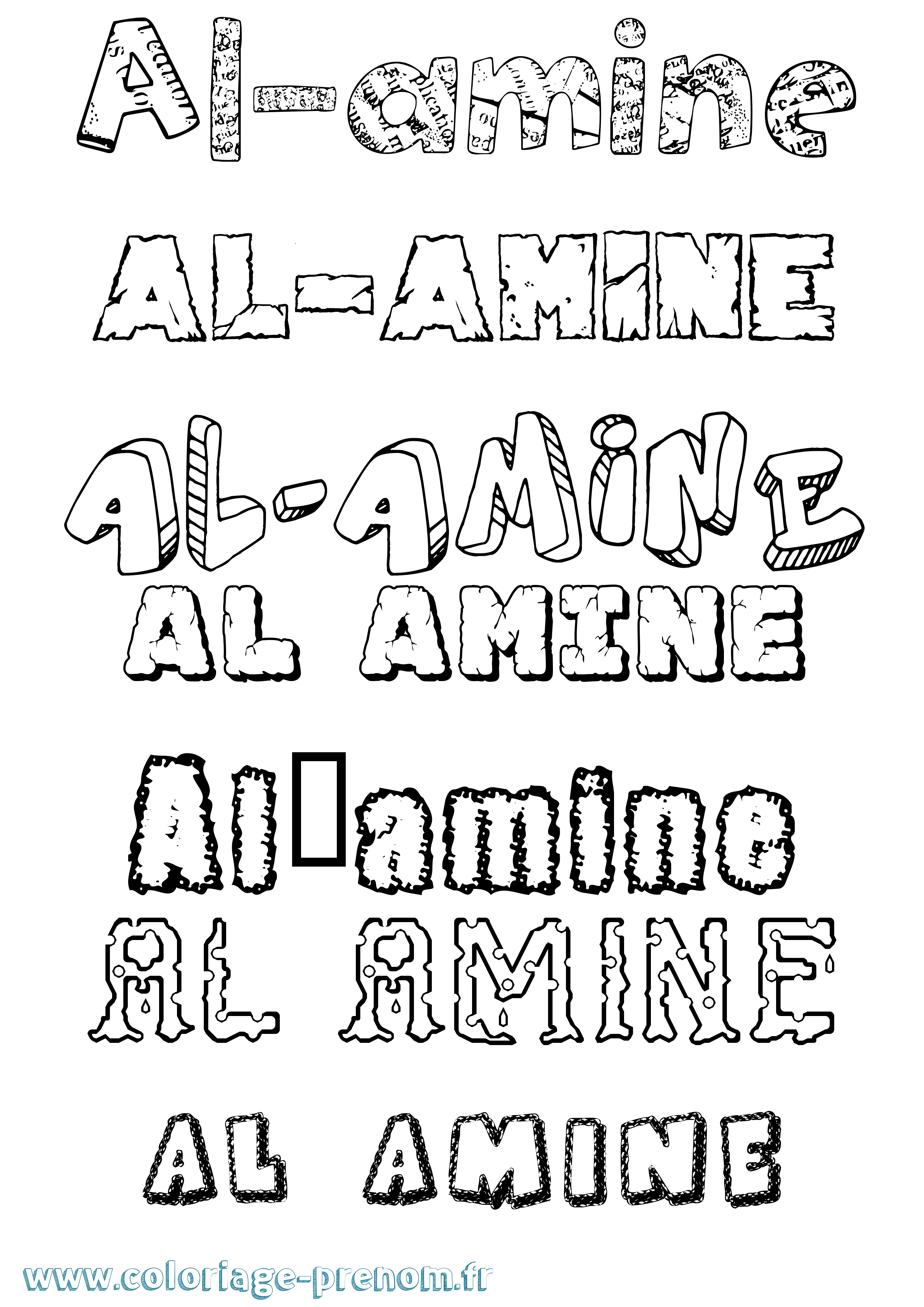 Coloriage prénom Al-Amine Destructuré