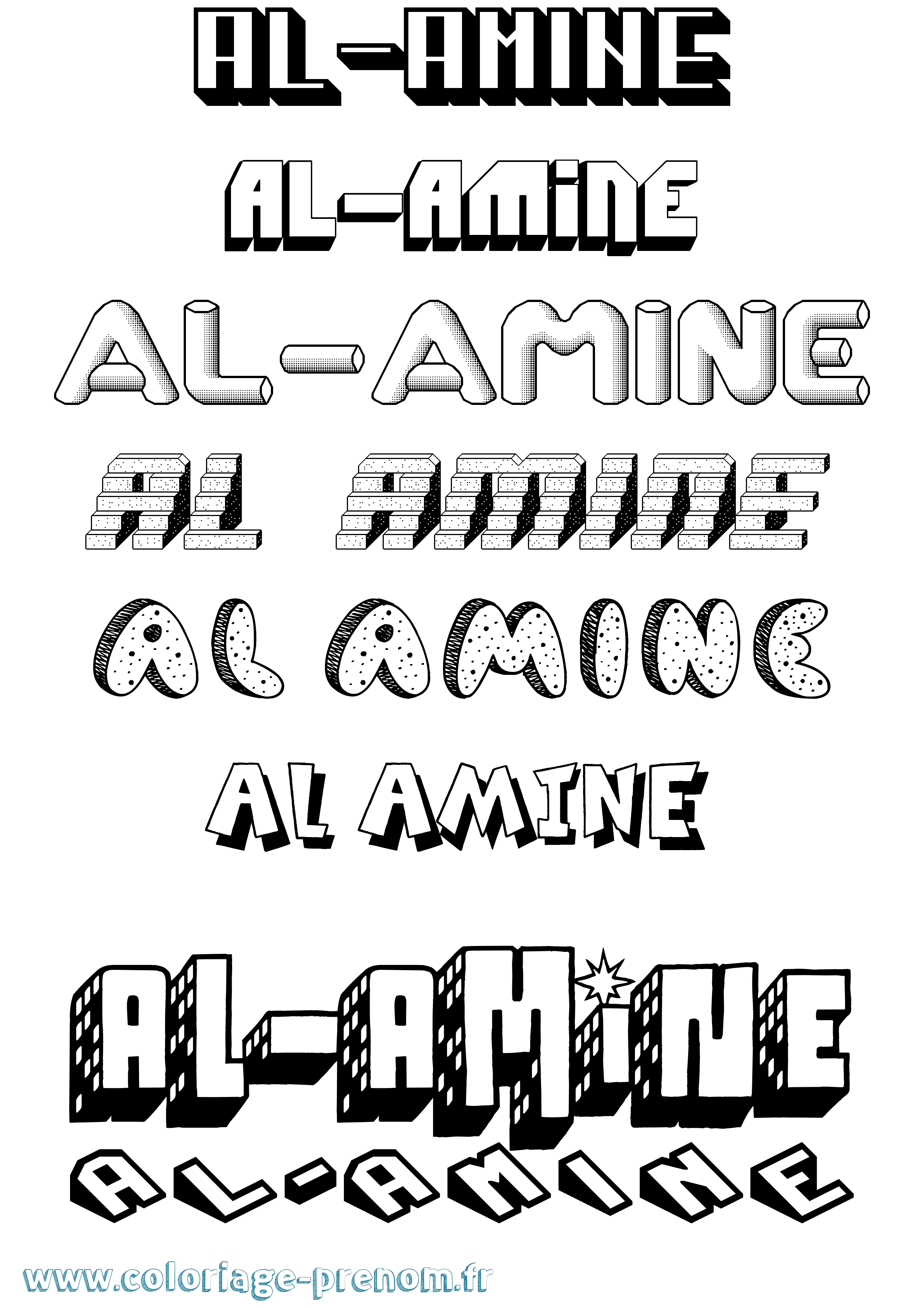 Coloriage prénom Al-Amine Effet 3D