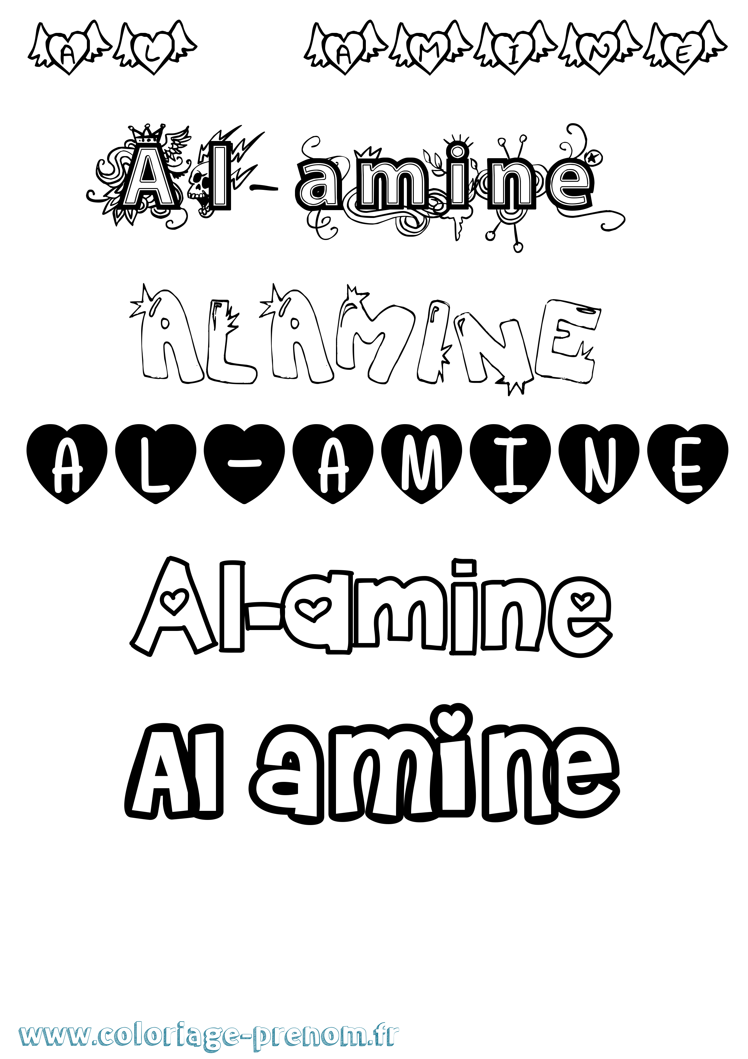 Coloriage prénom Al-Amine Girly