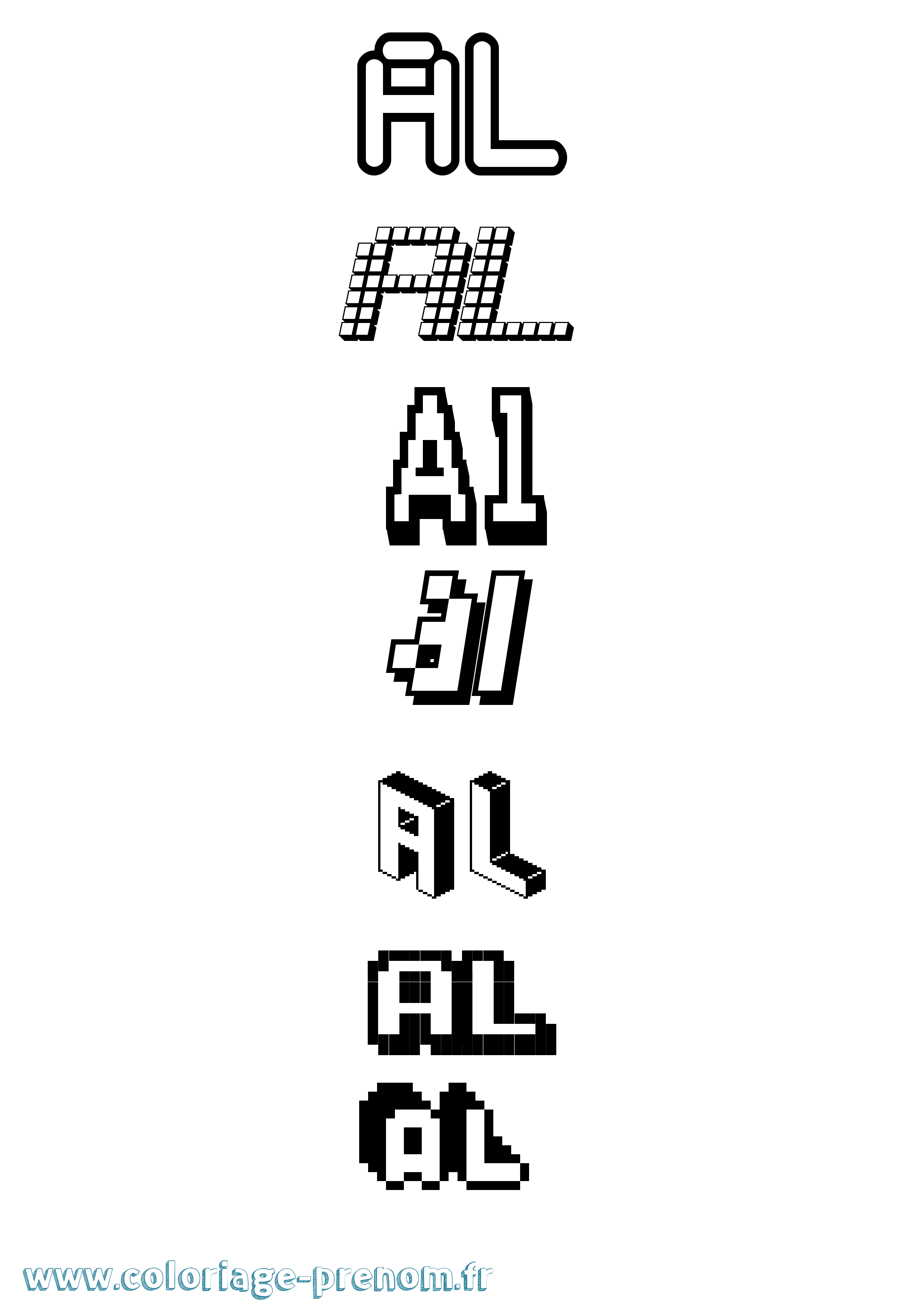 Coloriage prénom Al Pixel