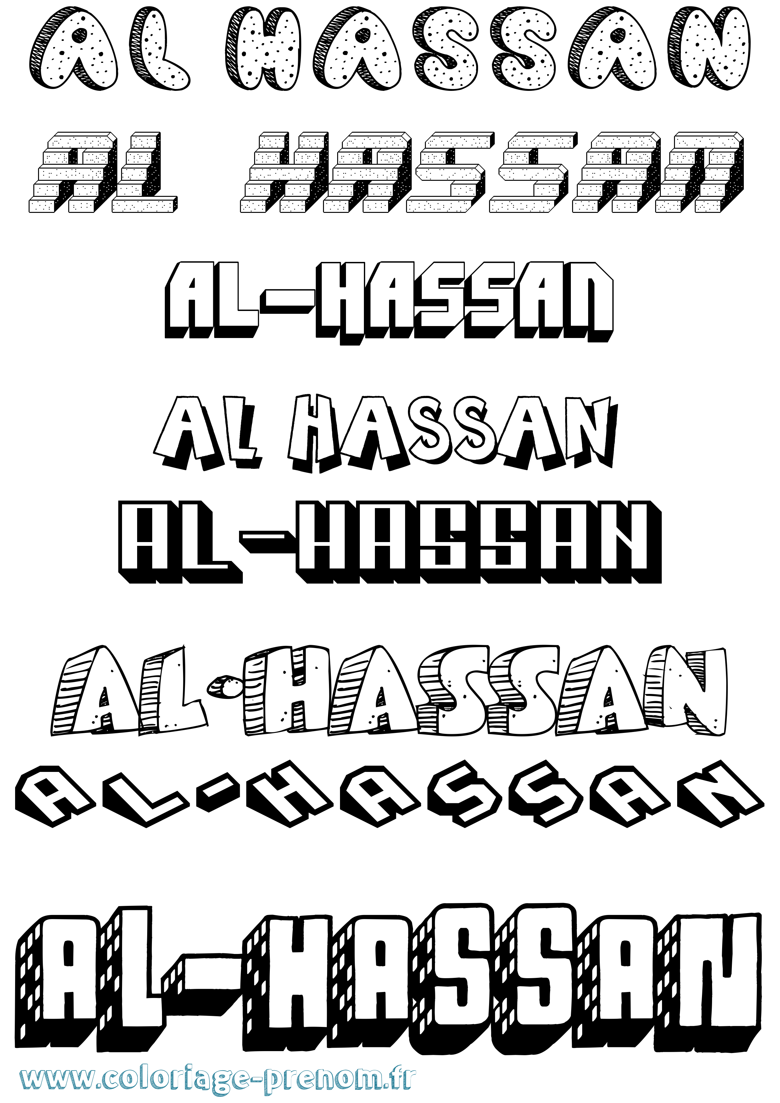 Coloriage prénom Al-Hassan Effet 3D