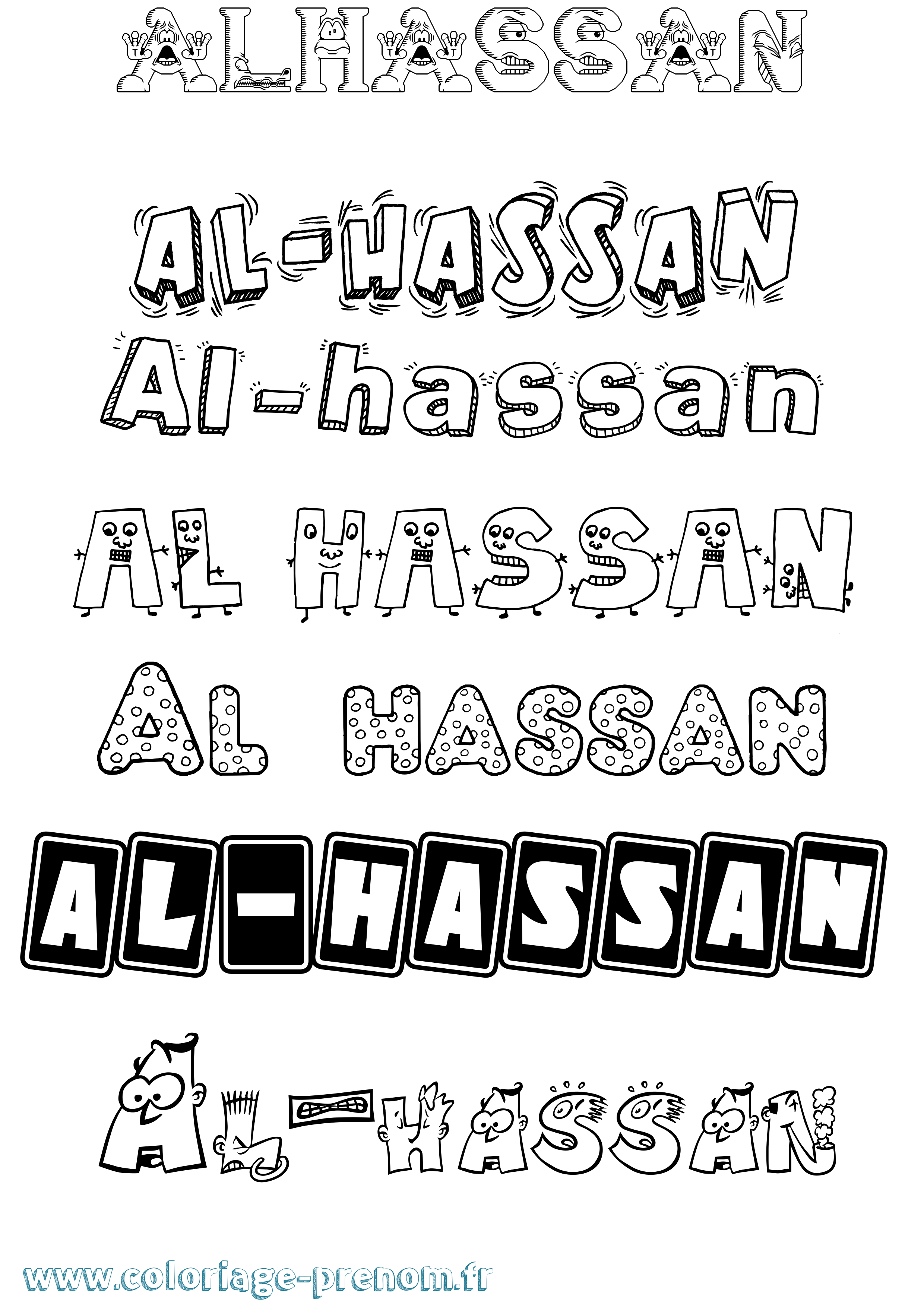 Coloriage prénom Al-Hassan Fun