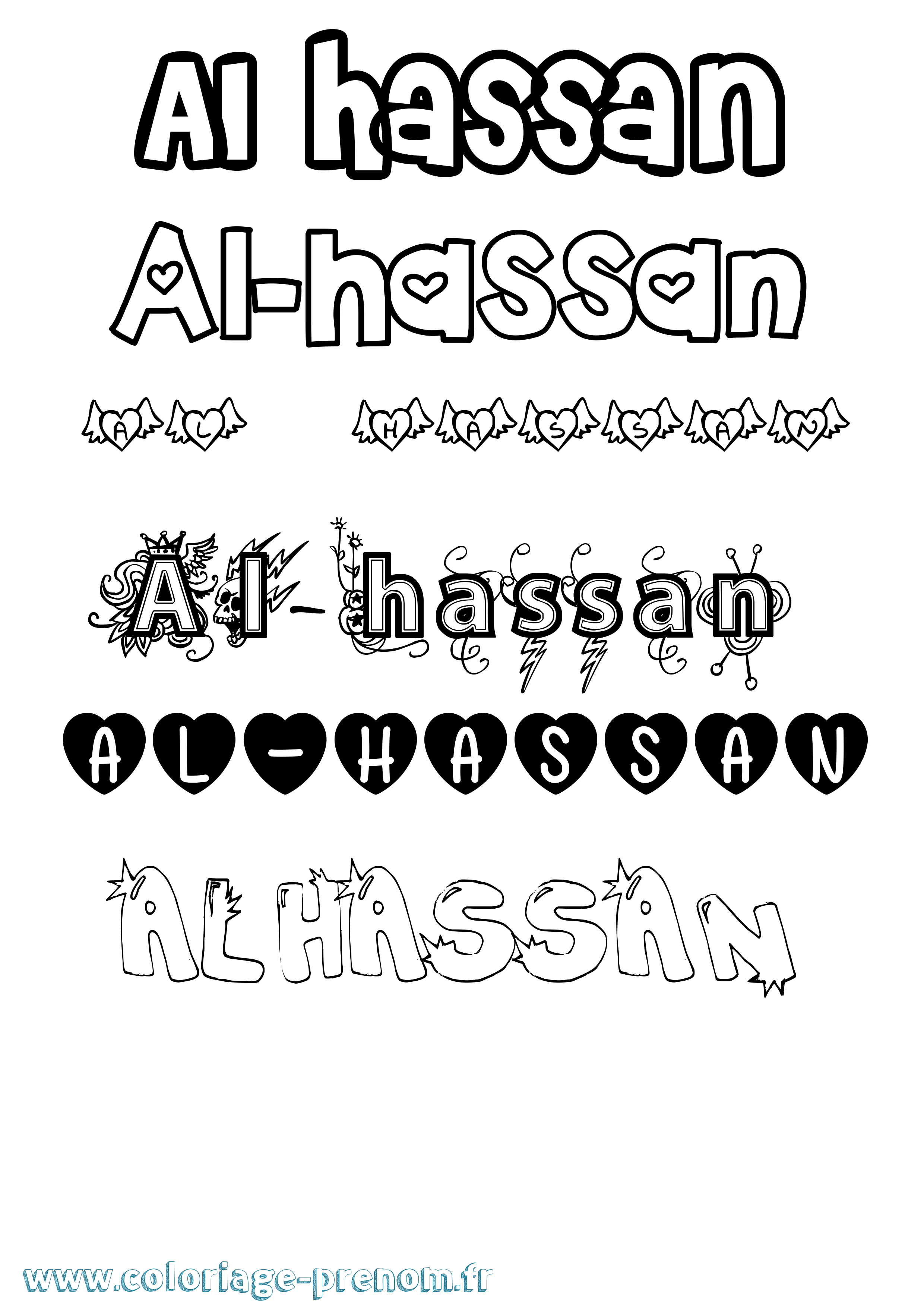 Coloriage prénom Al-Hassan Girly