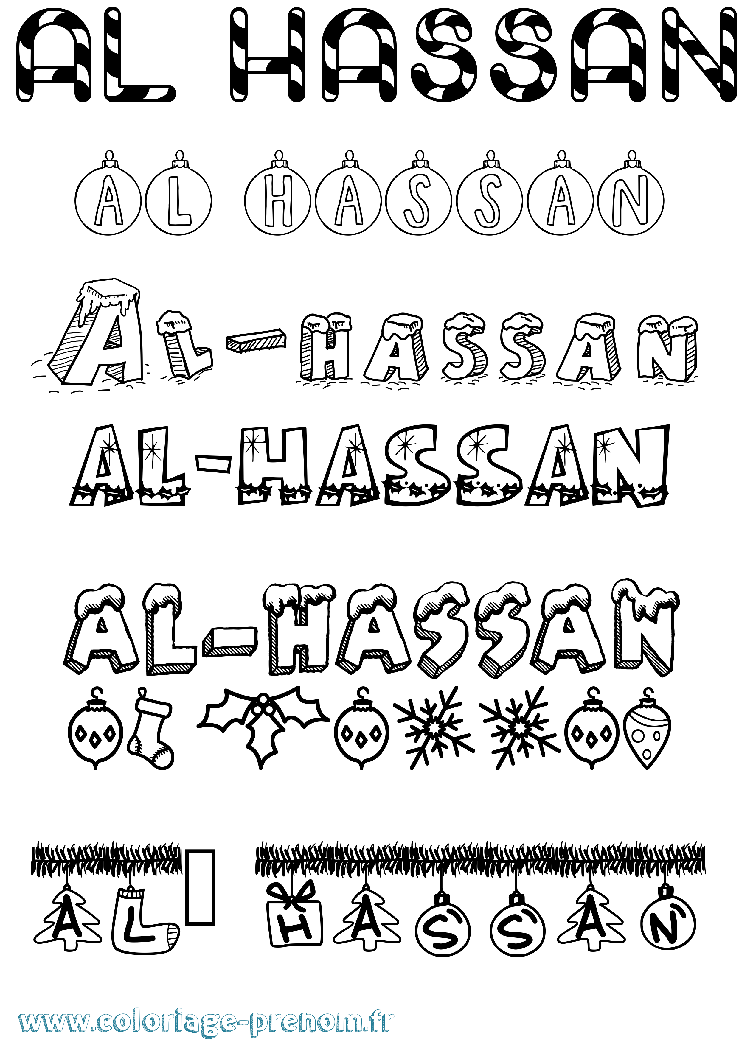 Coloriage prénom Al-Hassan Noël