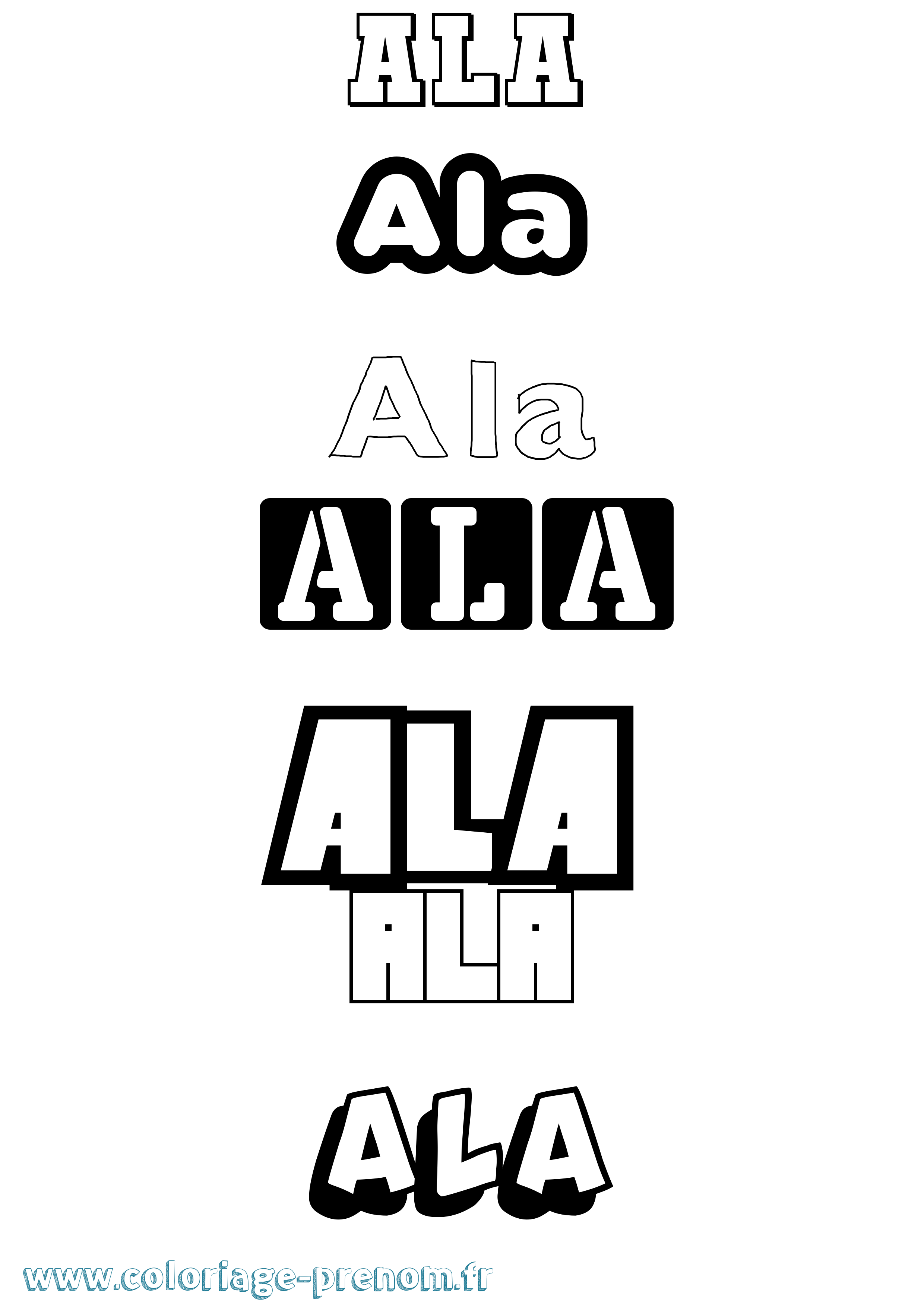 Coloriage prénom Ala Simple