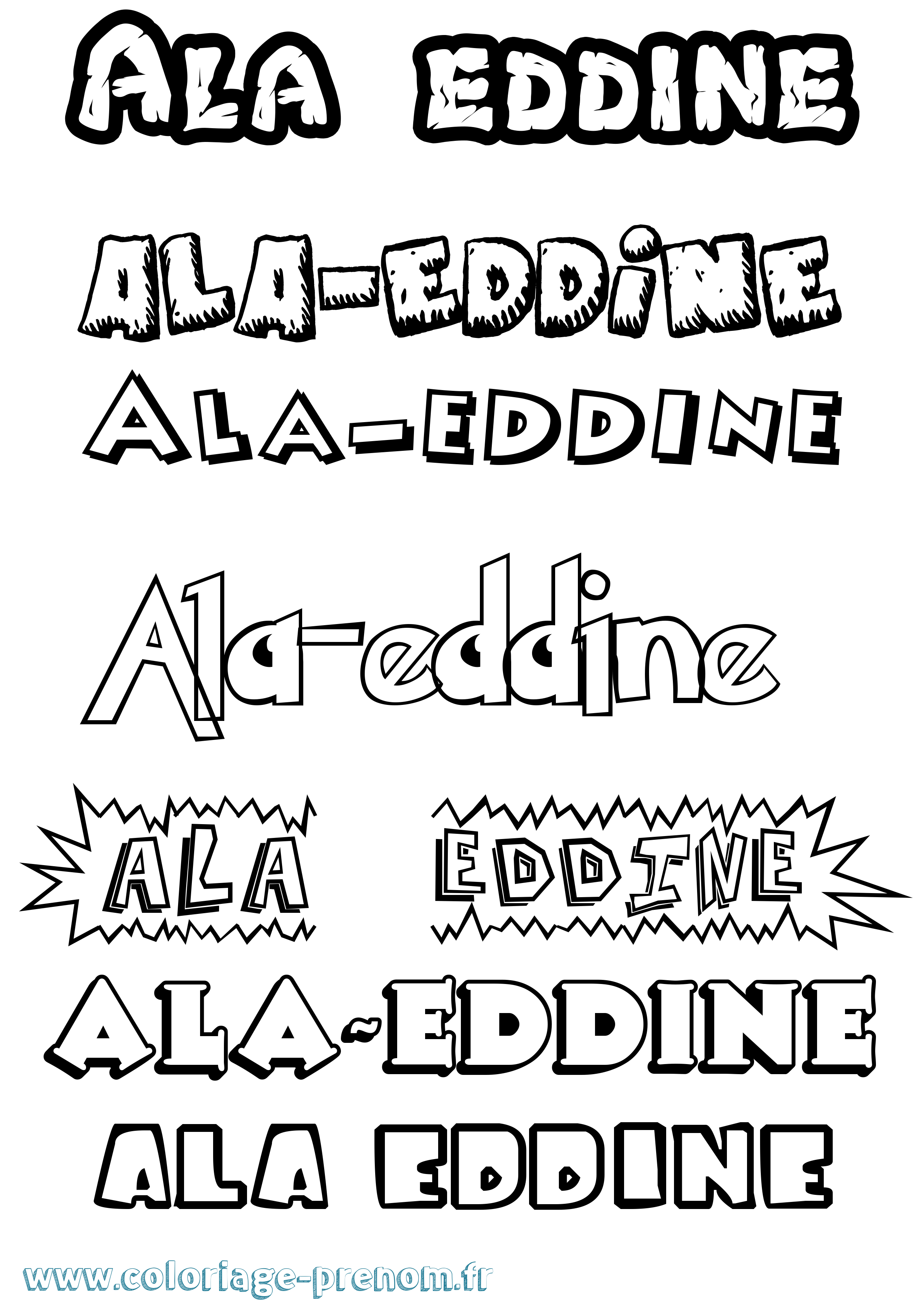 Coloriage prénom Ala-Eddine Dessin Animé