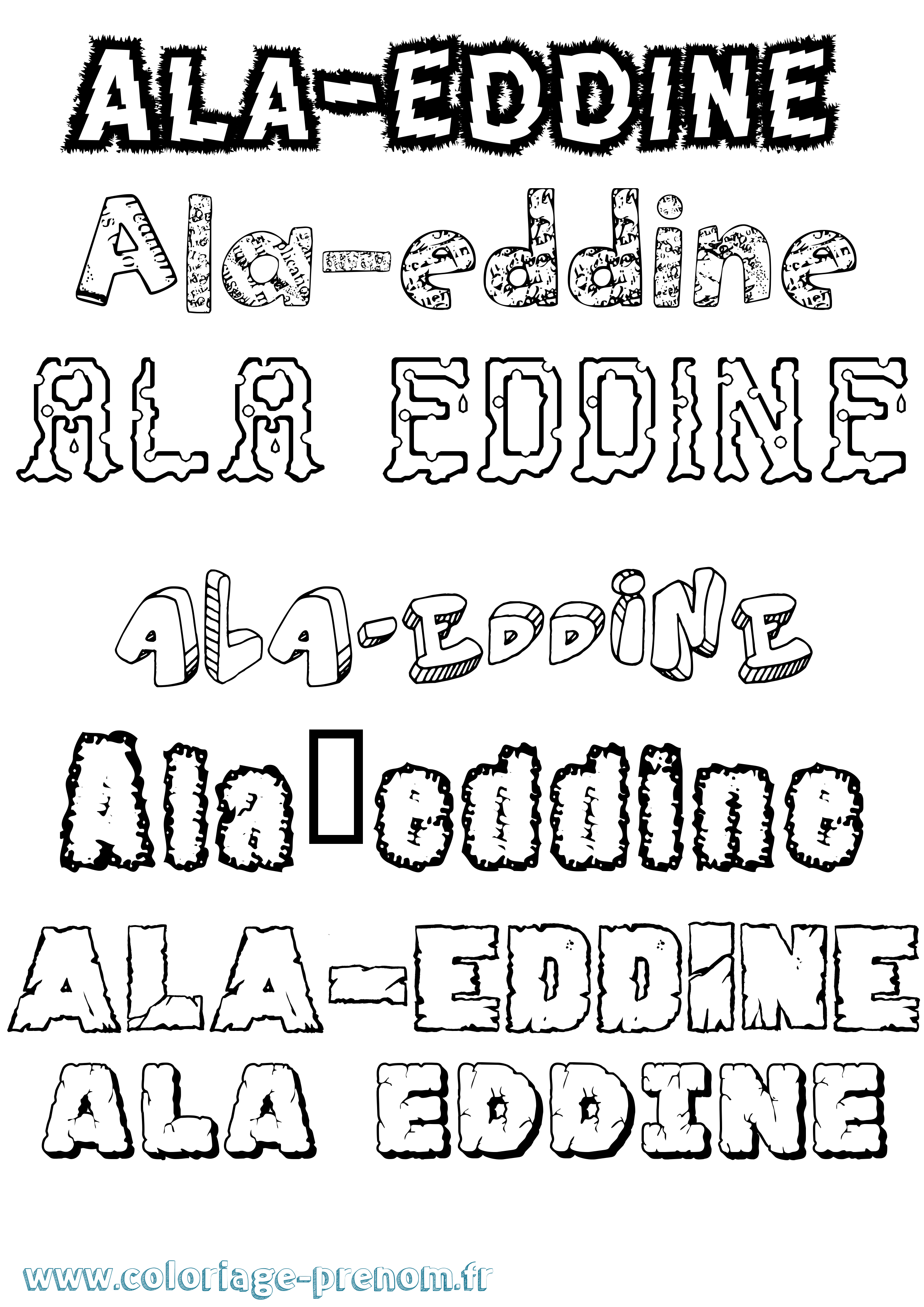 Coloriage Ala-Eddine Destructuré Coloriage prénom Ala-Eddine Destructuré