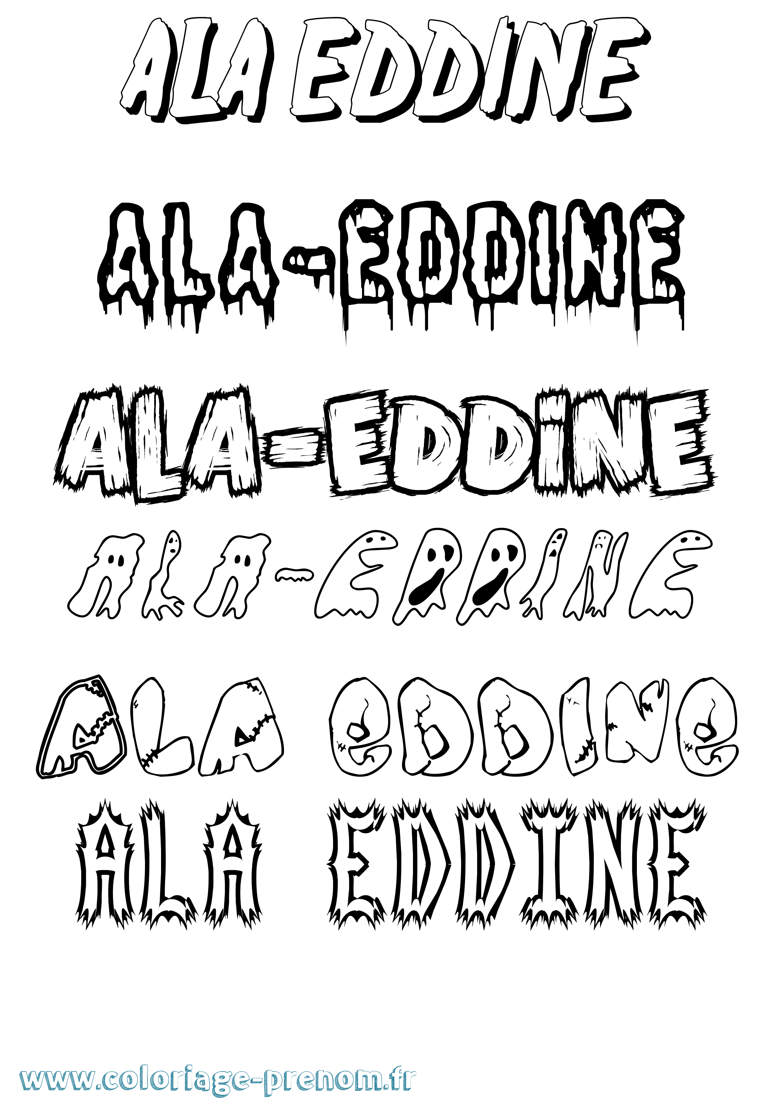 Coloriage prénom Ala-Eddine Frisson