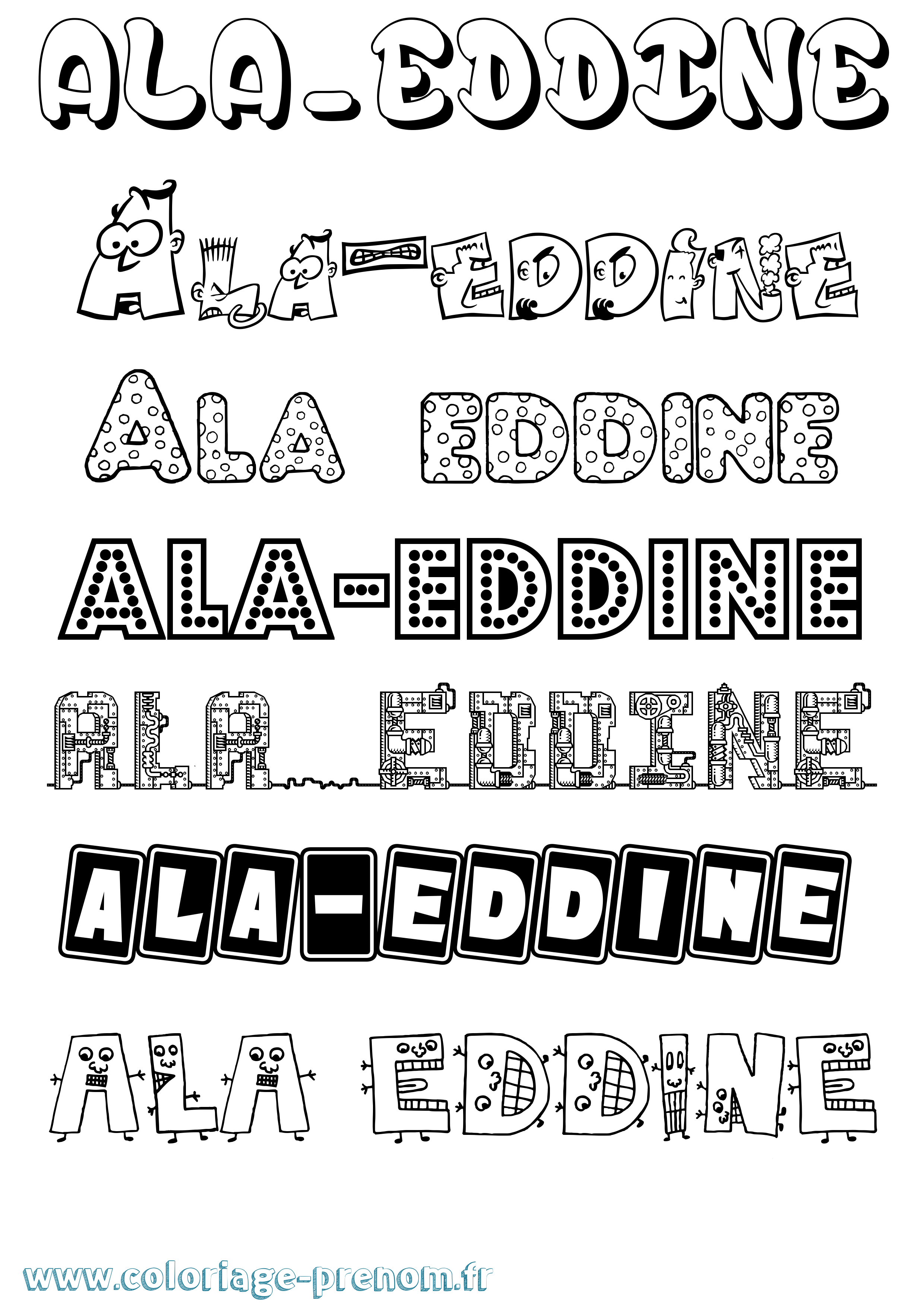 Coloriage prénom Ala-Eddine Fun