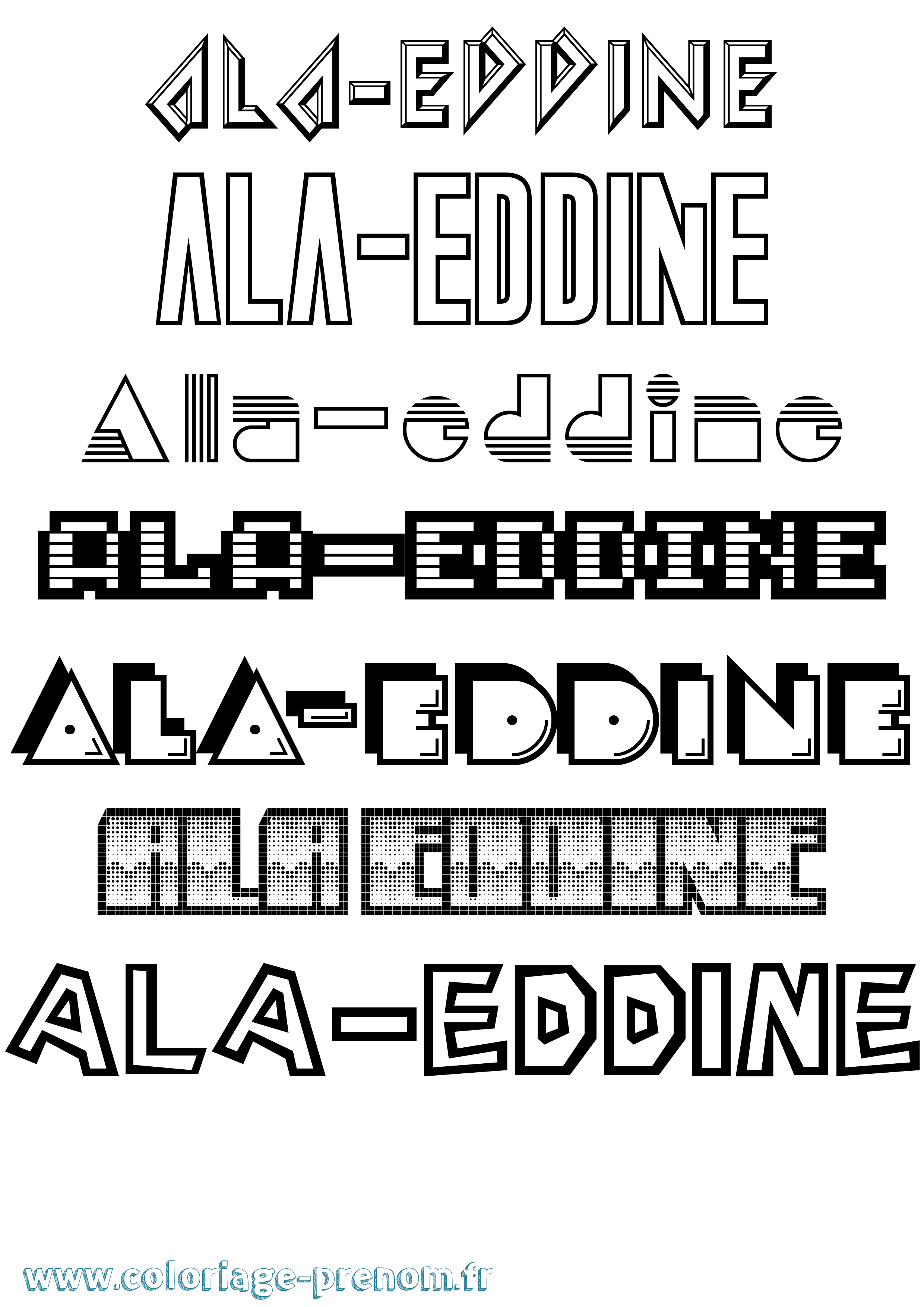 Coloriage Ala-Eddine Jeux Vidéos Coloriage prénom Ala-Eddine Jeux Vidéos