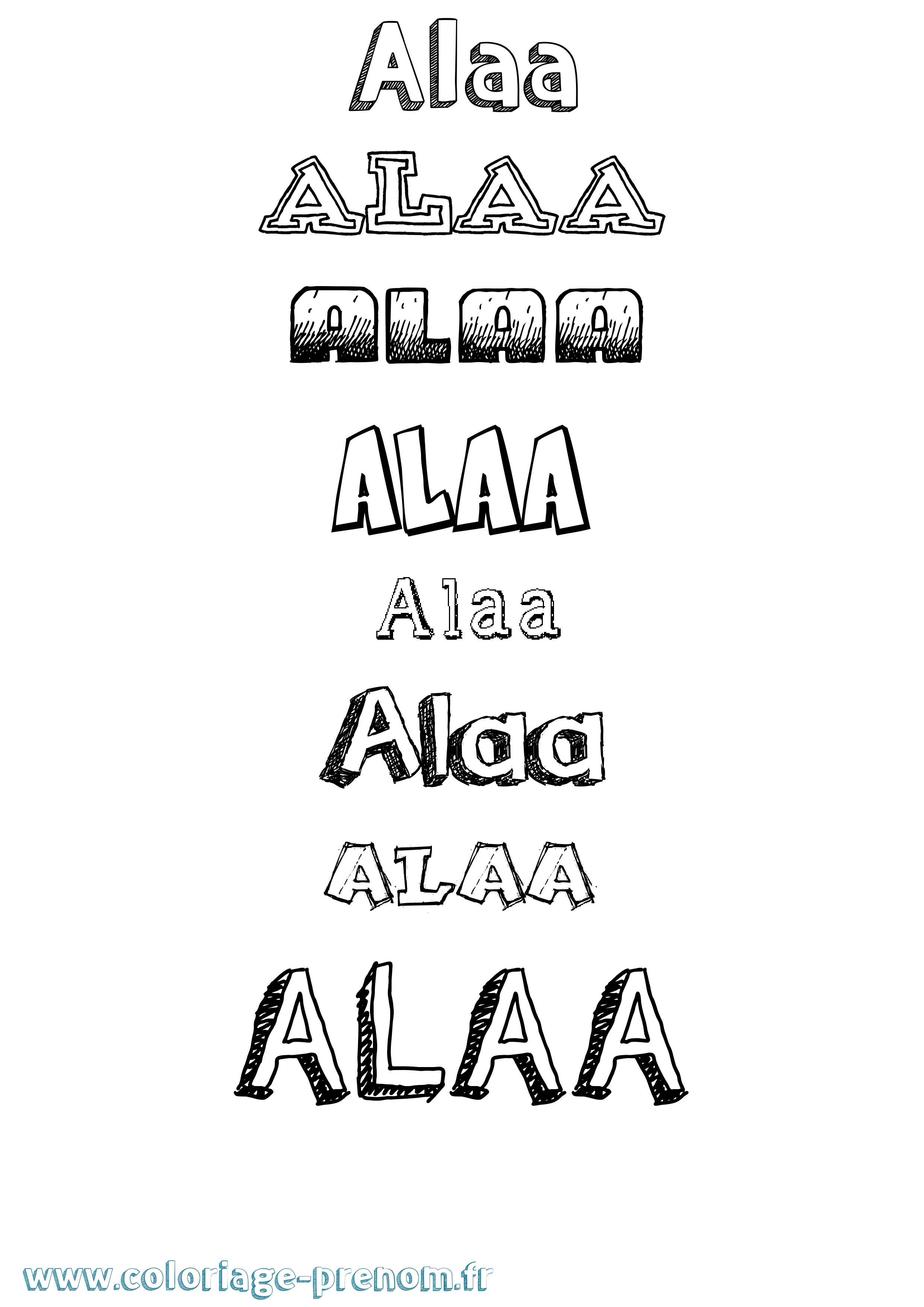 Coloriage prénom Alaa Dessiné