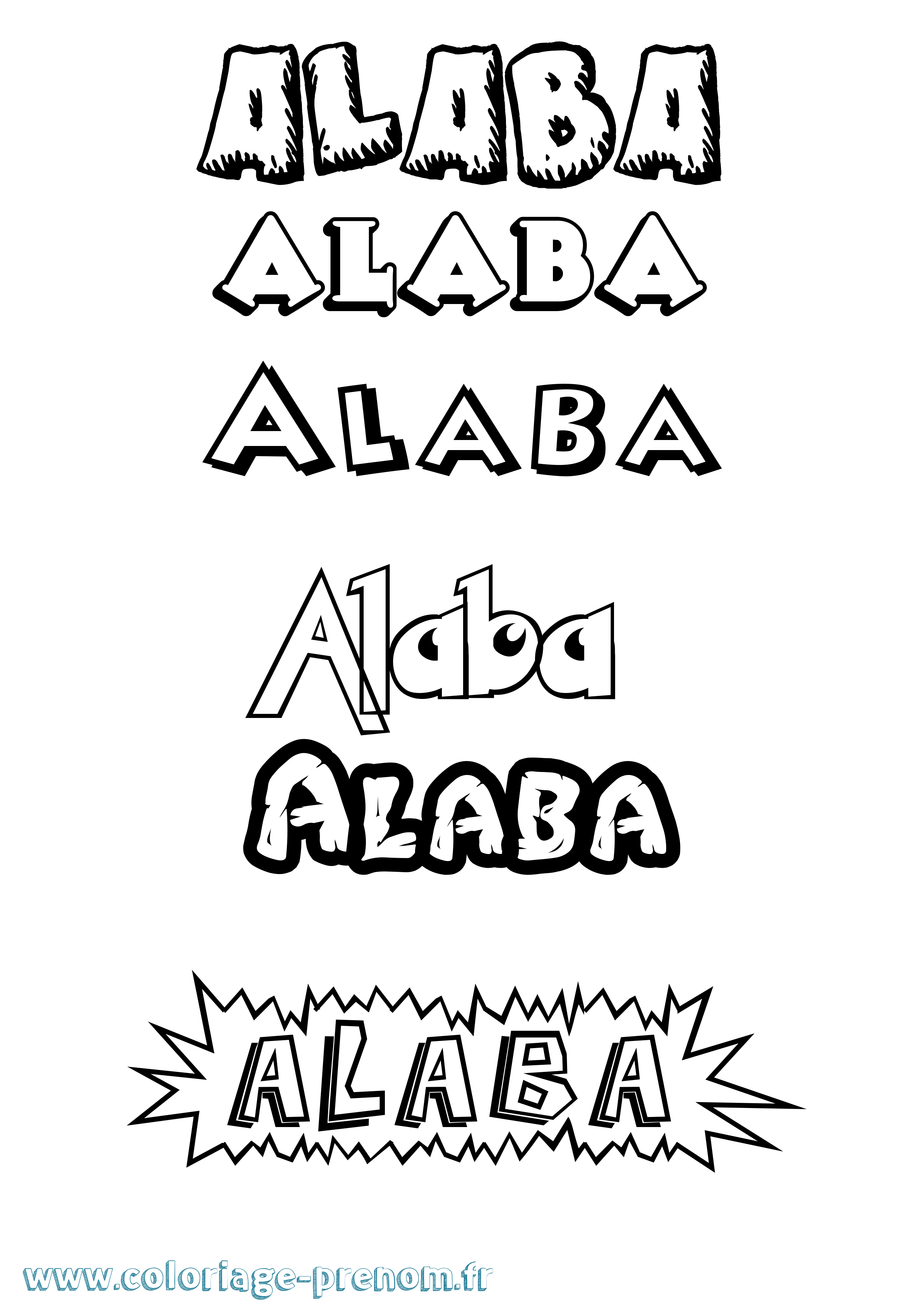 Coloriage prénom Alaba Dessin Animé