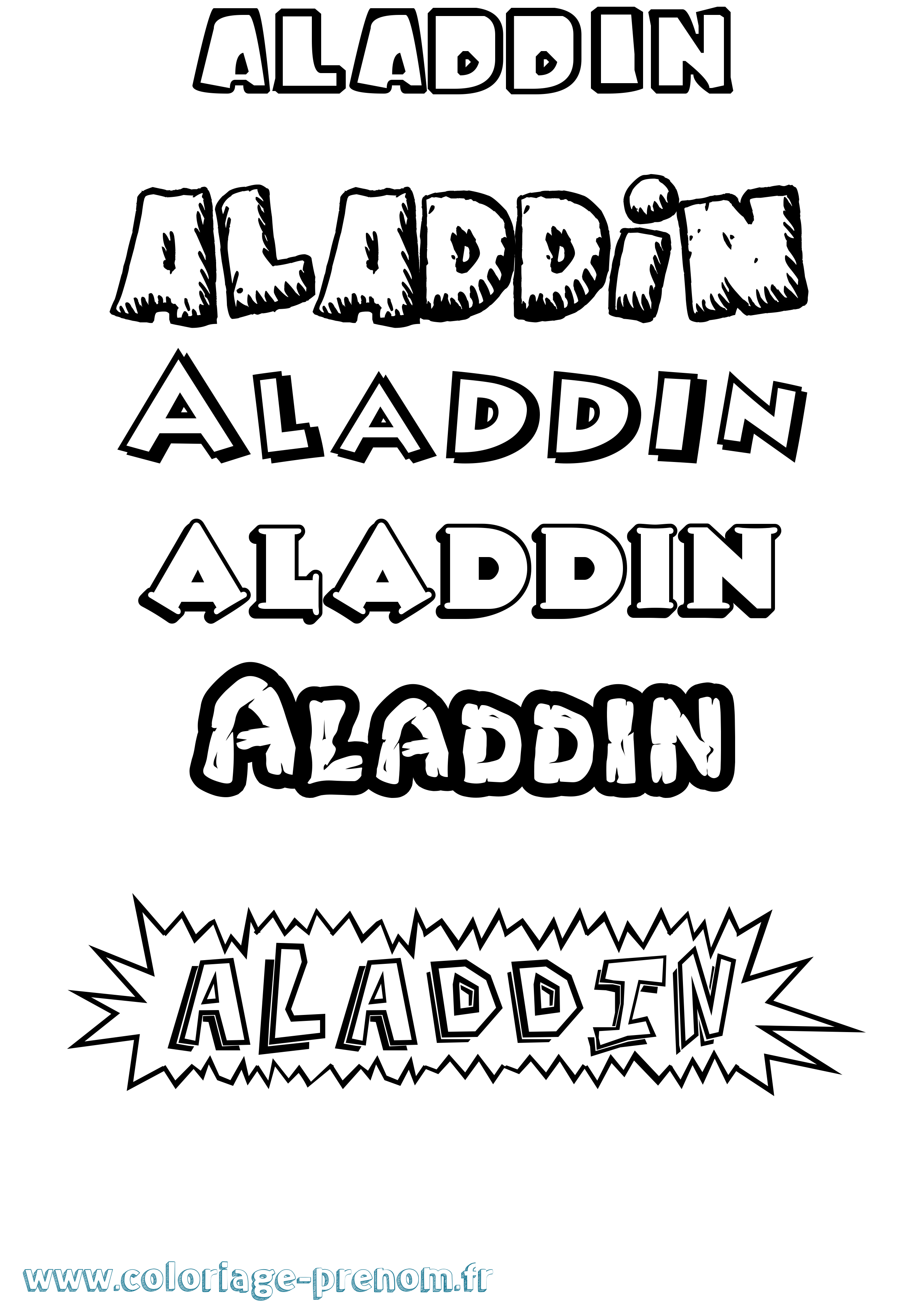 Coloriage prénom Aladdin Dessin Animé