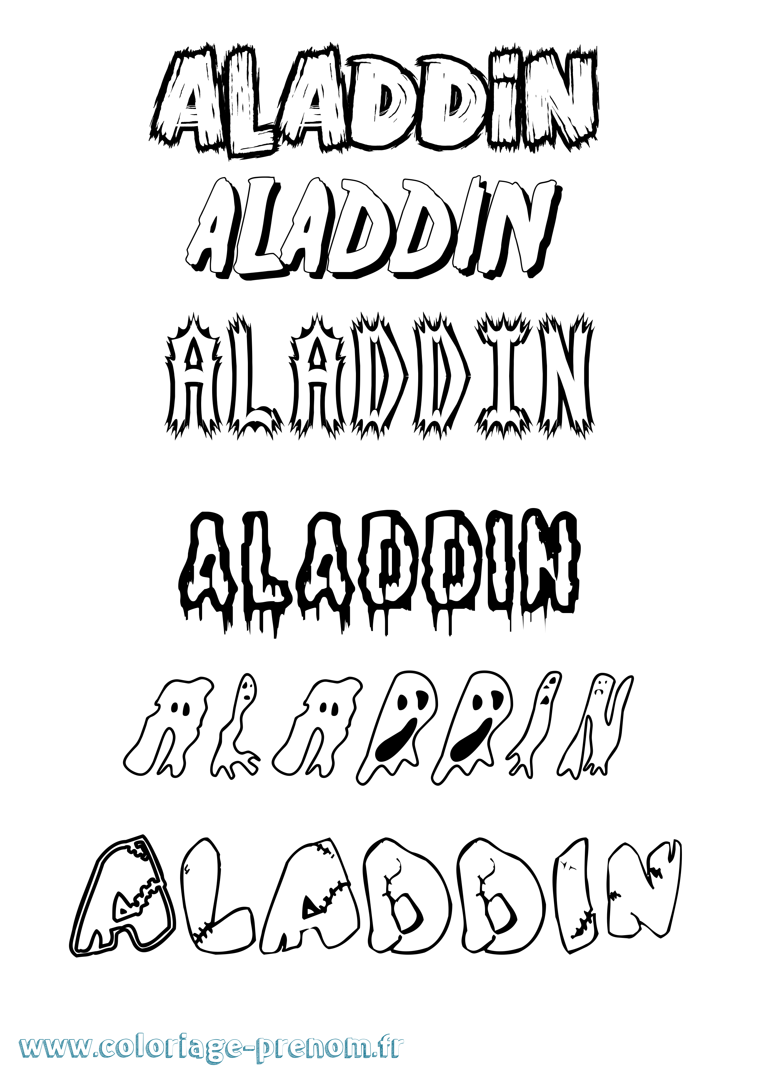 Coloriage prénom Aladdin Frisson
