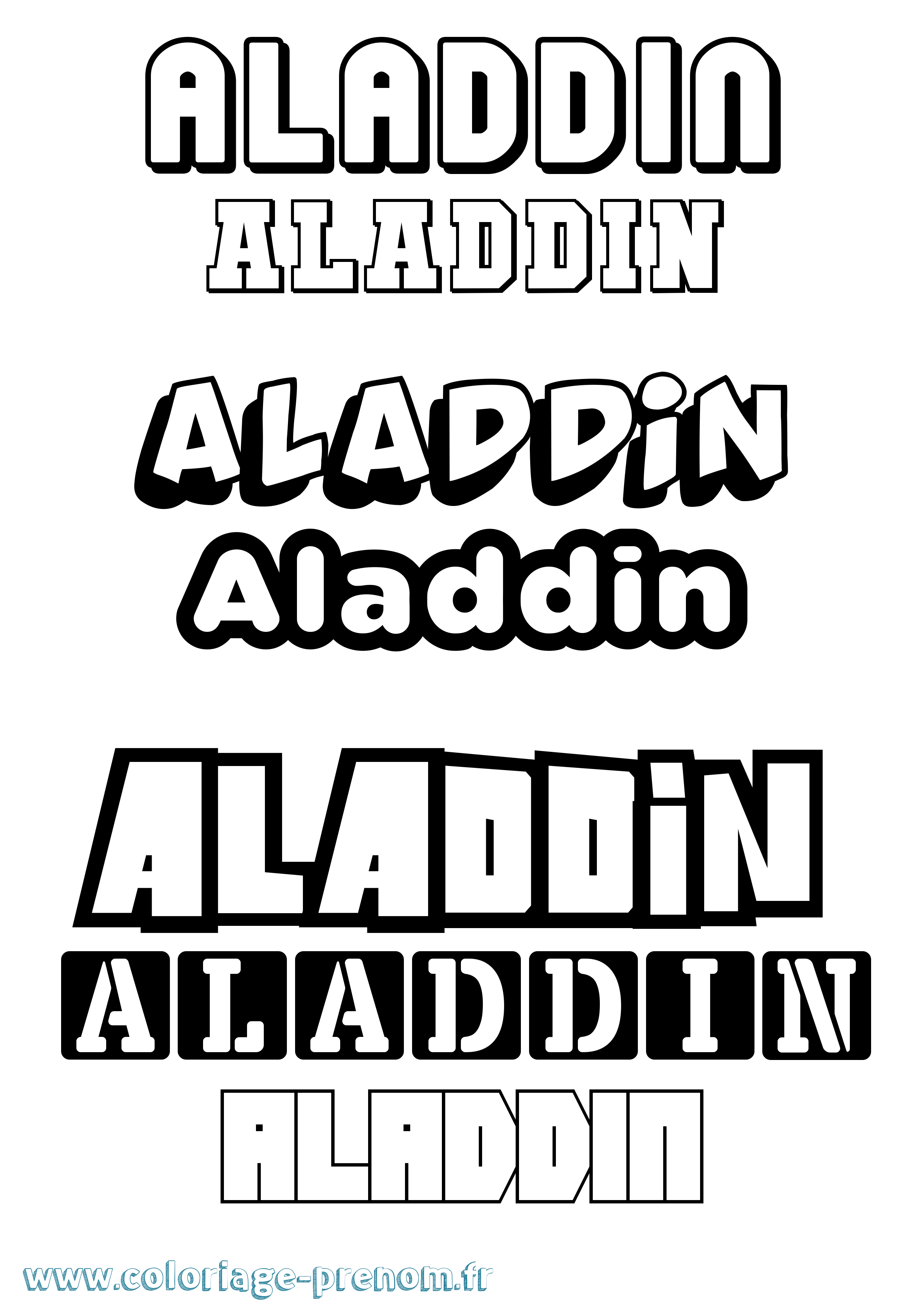 Coloriage prénom Aladdin Simple
