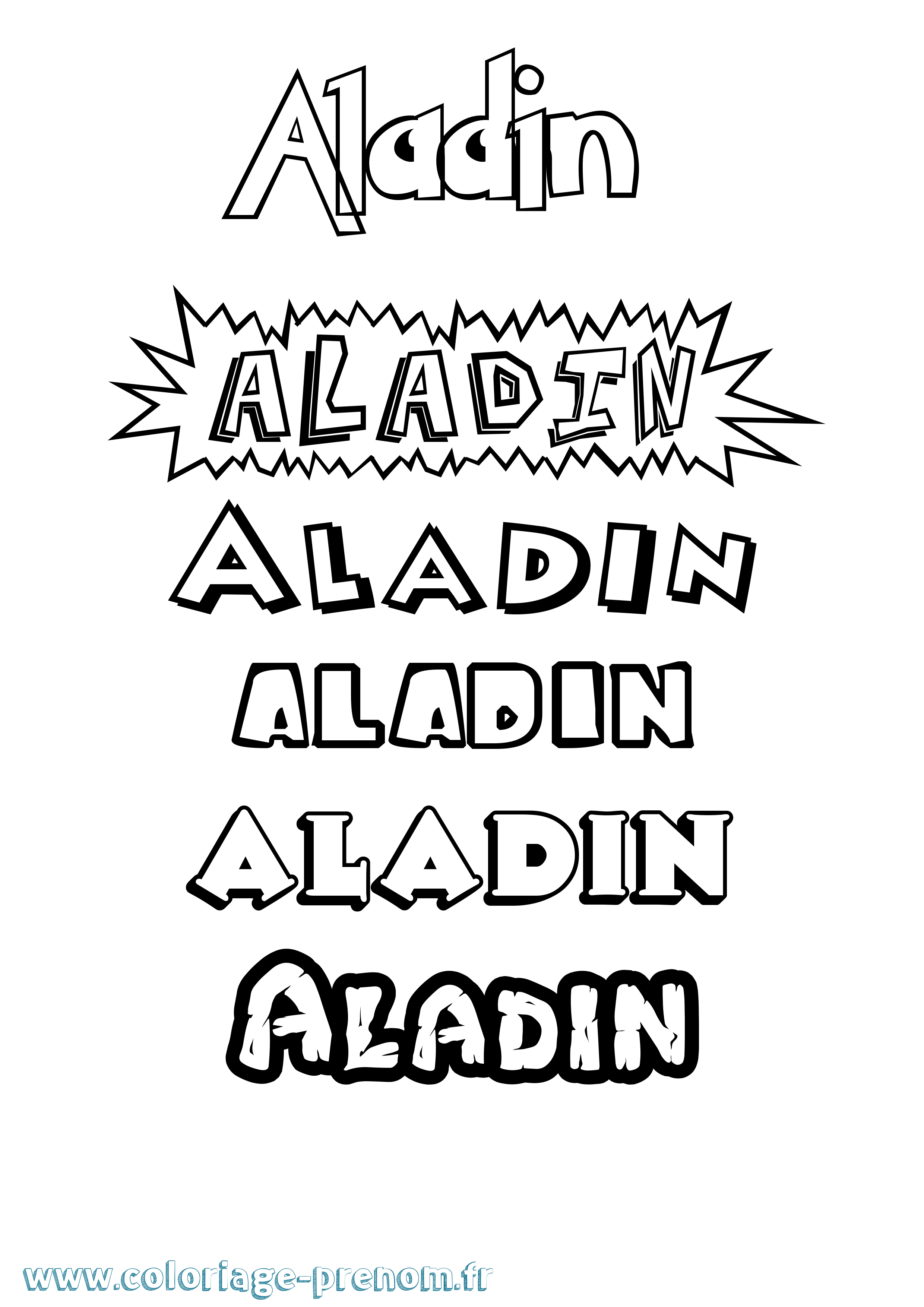 Coloriage Aladin Dessin Animé Coloriage prénom Aladin Dessin Animé