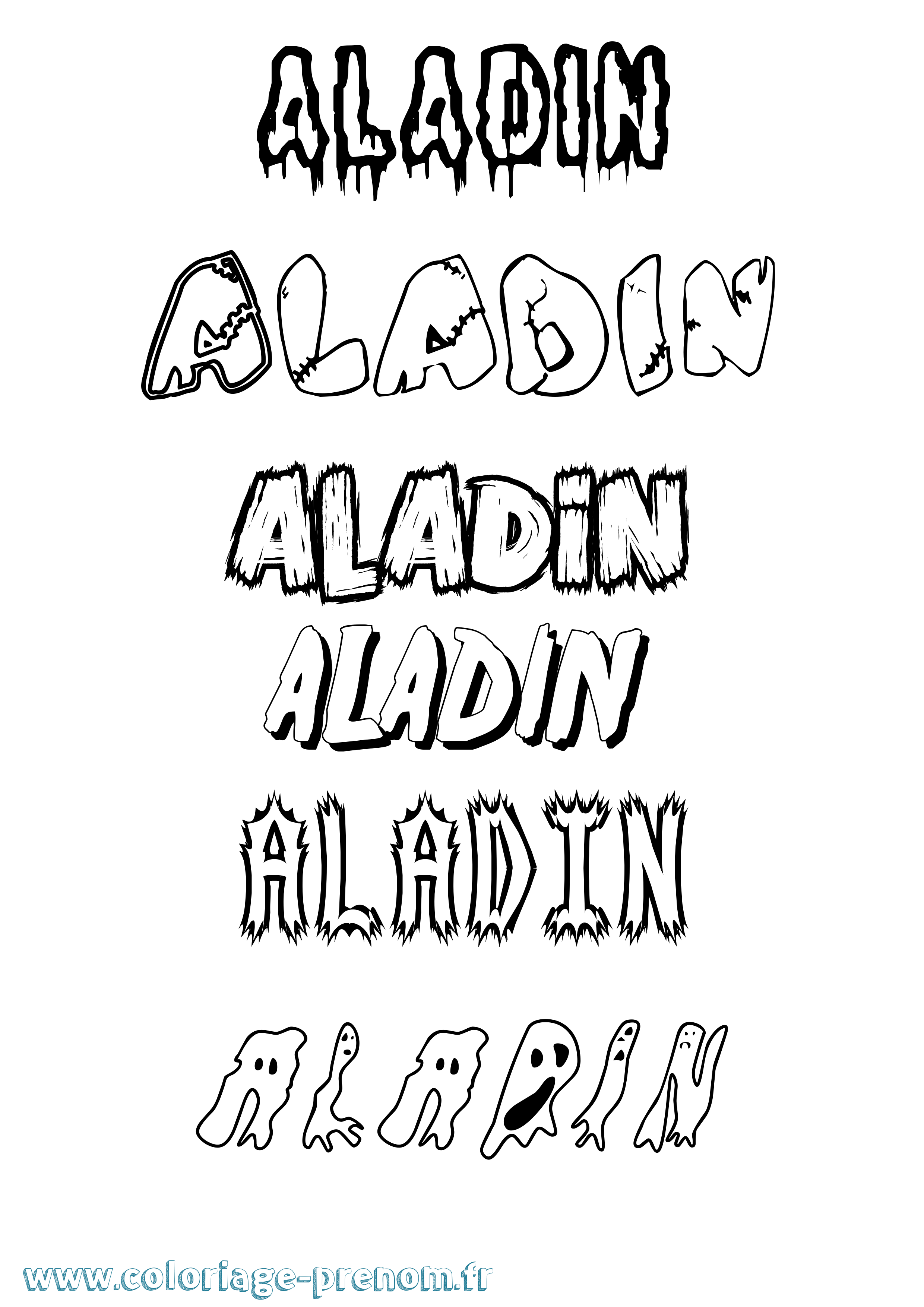 Coloriage Aladin Frisson Coloriage prénom Aladin Frisson