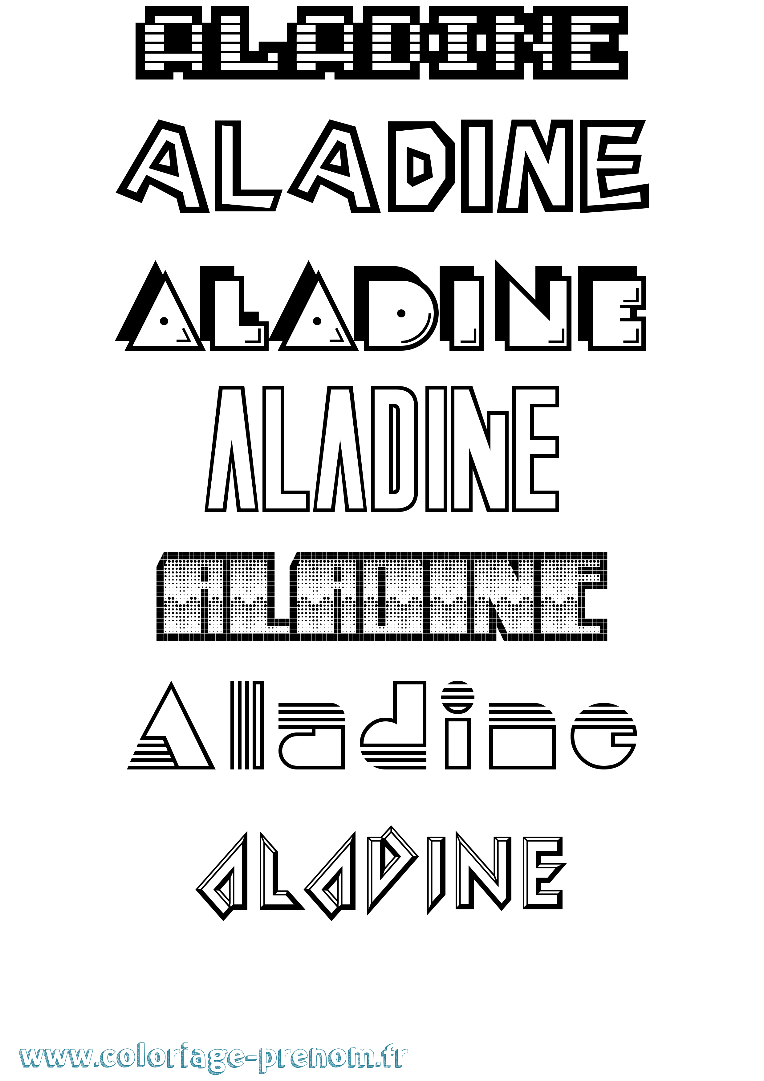 Coloriage Aladine Jeux Vidéos Coloriage prénom Aladine Jeux Vidéos
