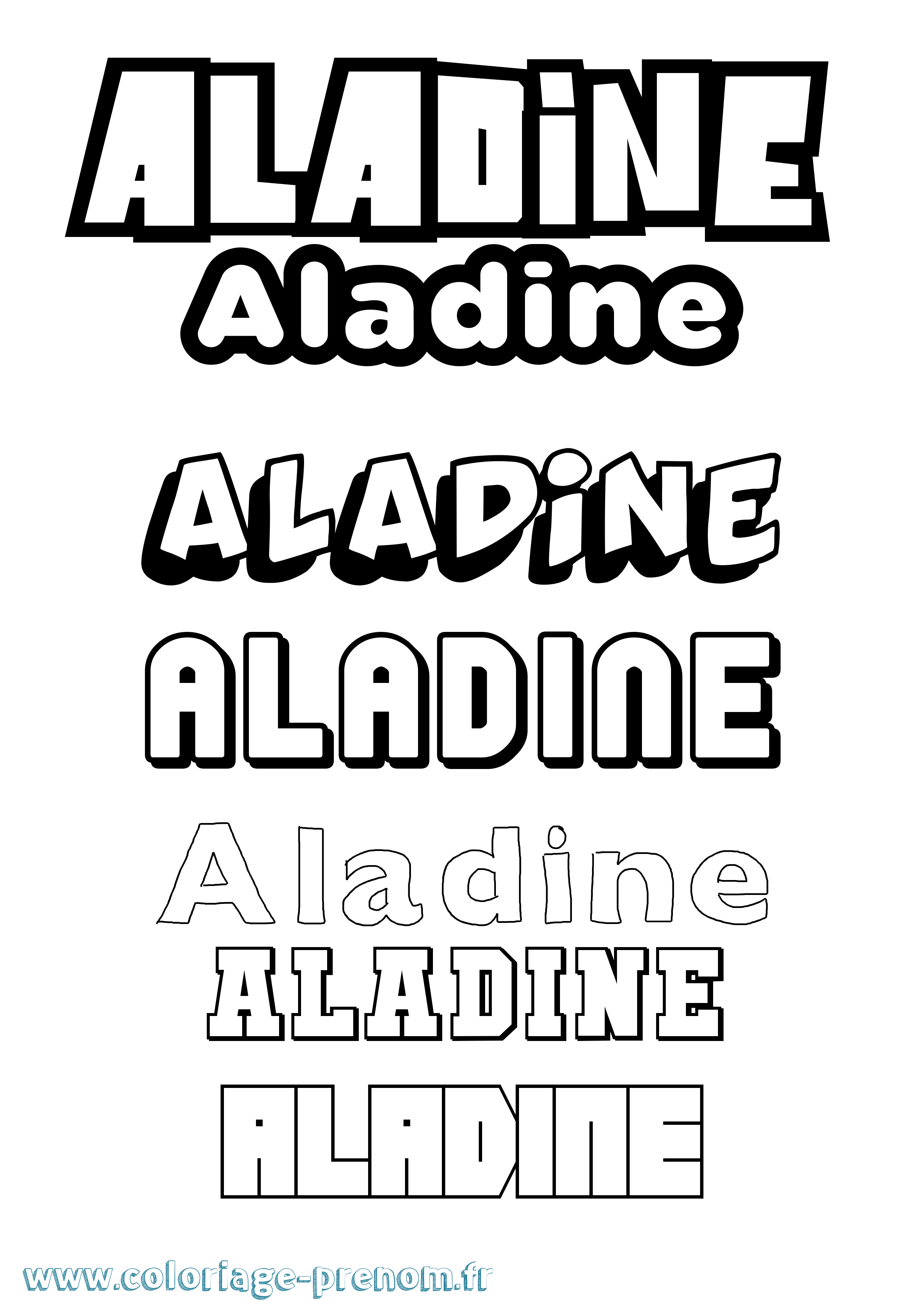 Coloriage Aladine Simple Coloriage prénom Aladine Simple