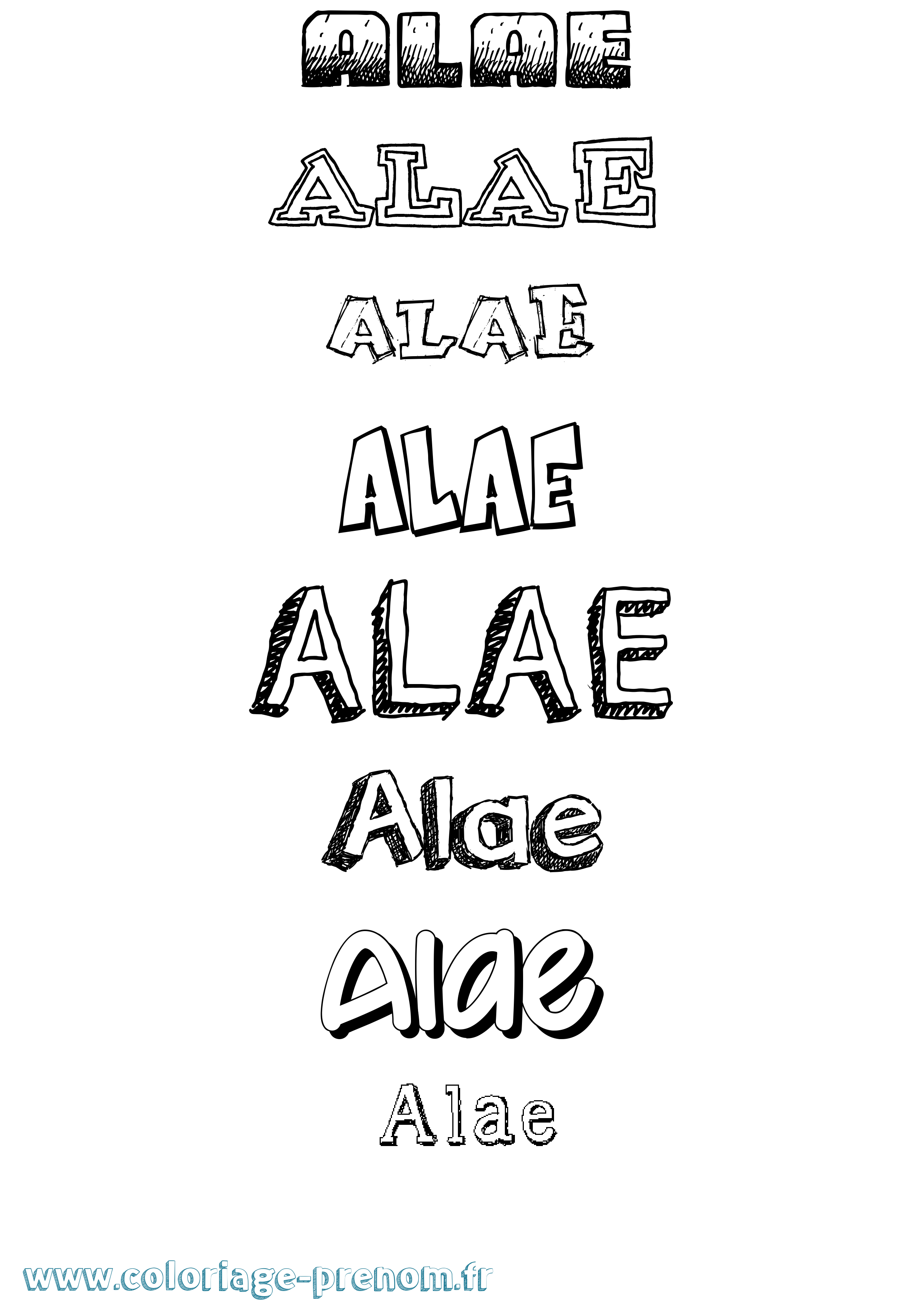 Coloriage prénom Alae Dessiné