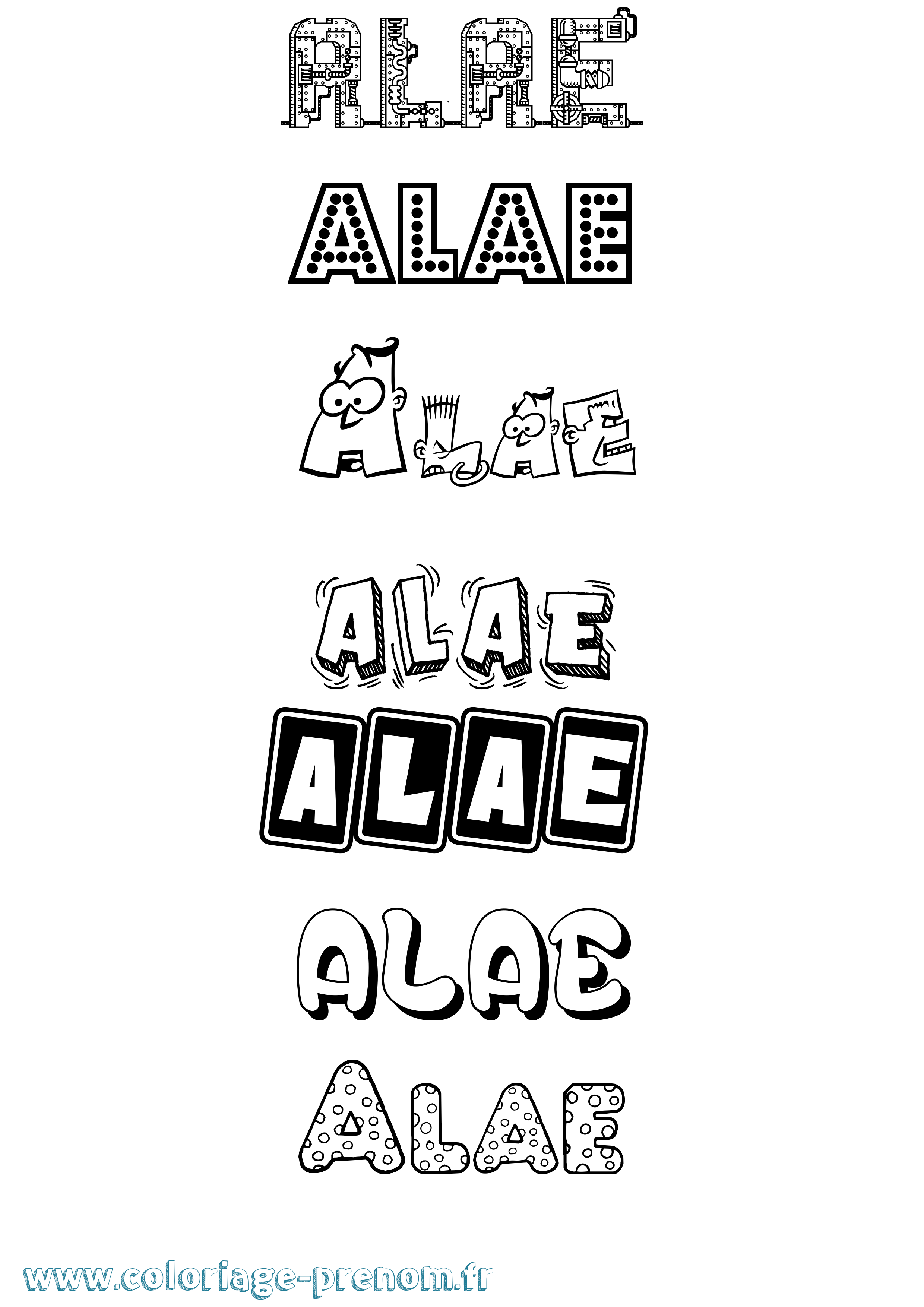 Coloriage prénom Alae Fun