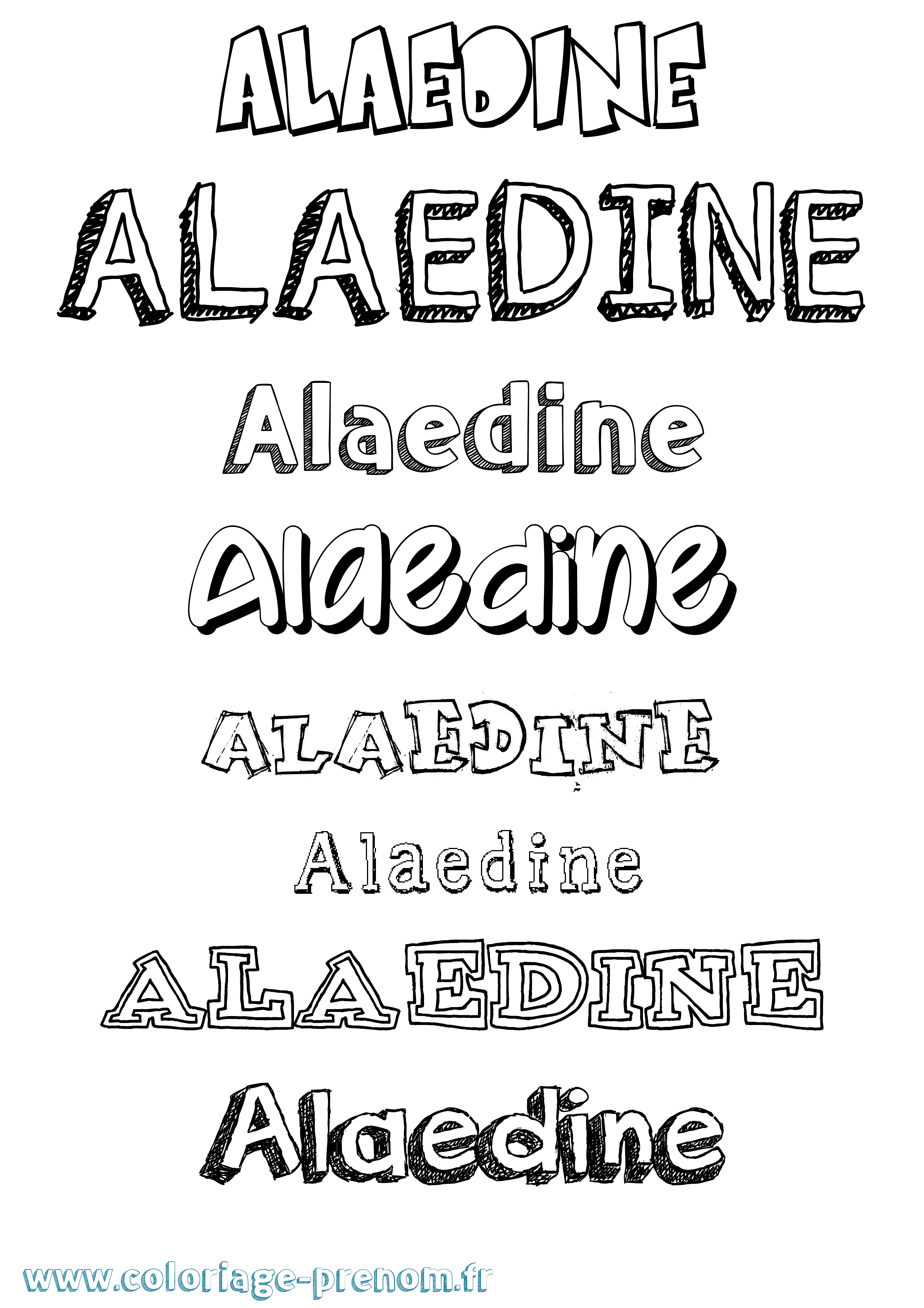 Coloriage prénom Alaedine Dessiné