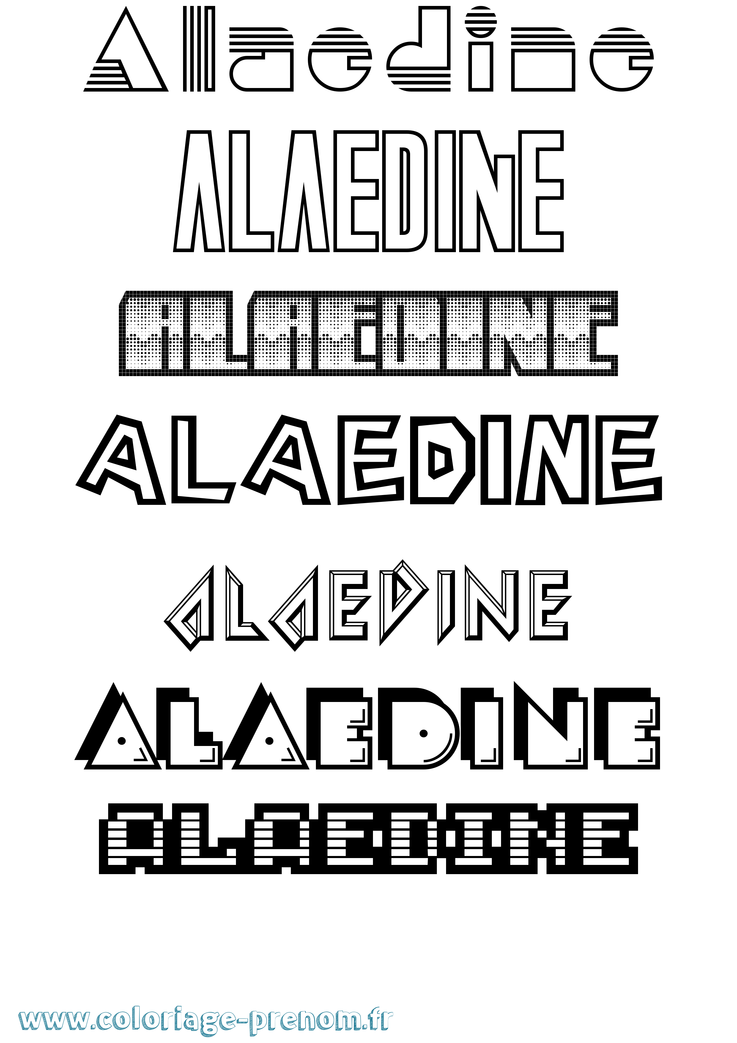 Coloriage prénom Alaedine Jeux Vidéos