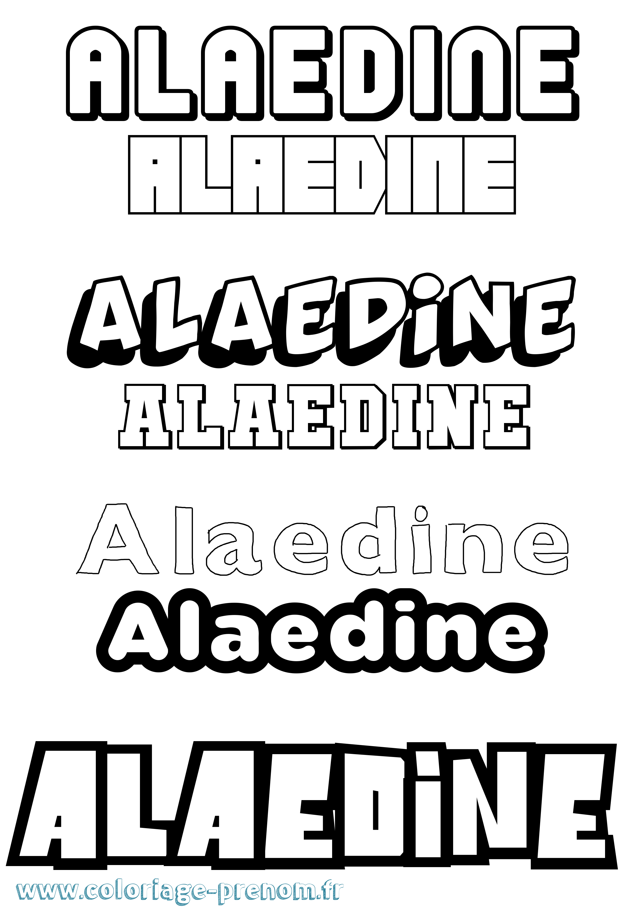 Coloriage prénom Alaedine Simple