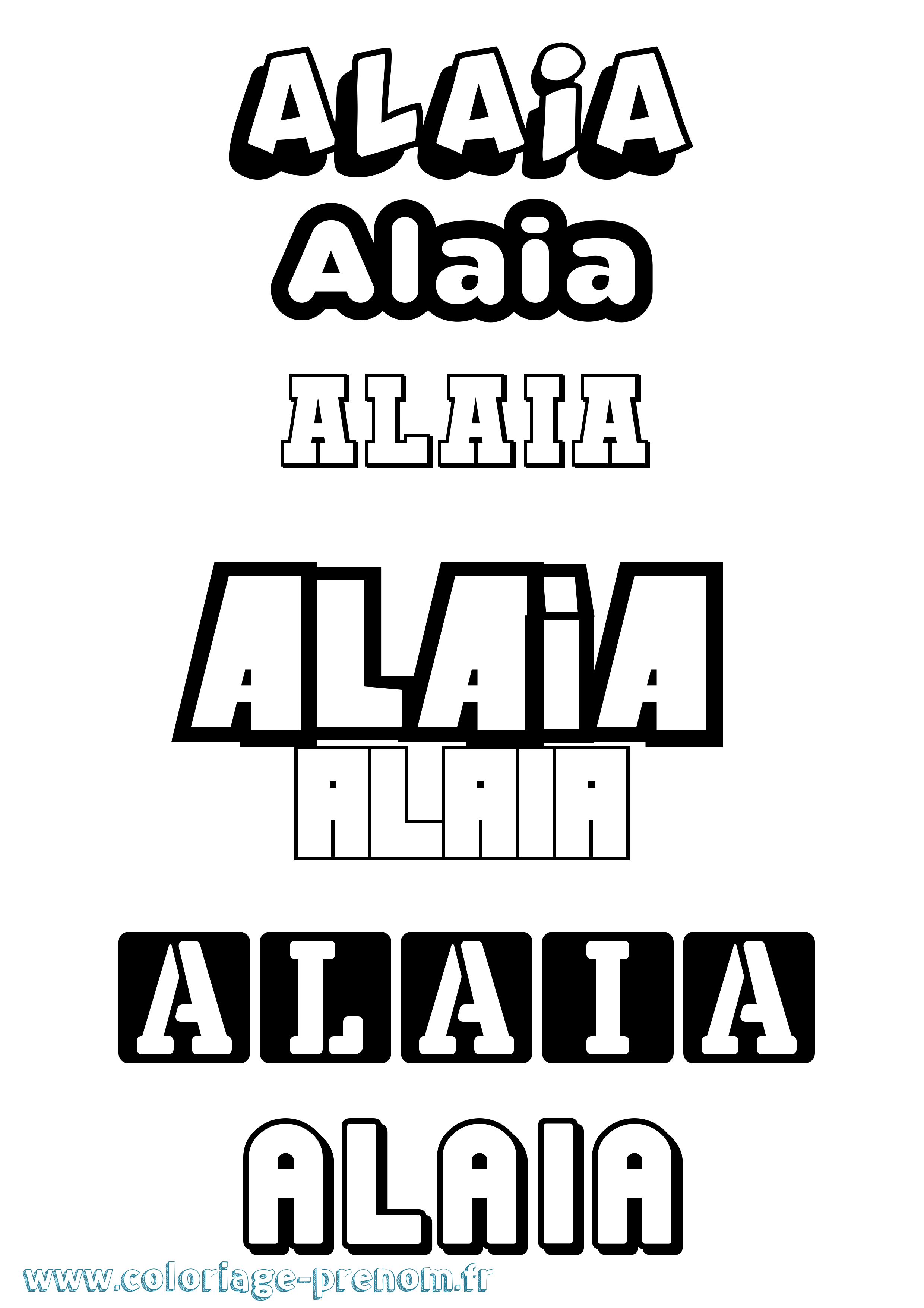 Coloriage prénom Alaia Simple