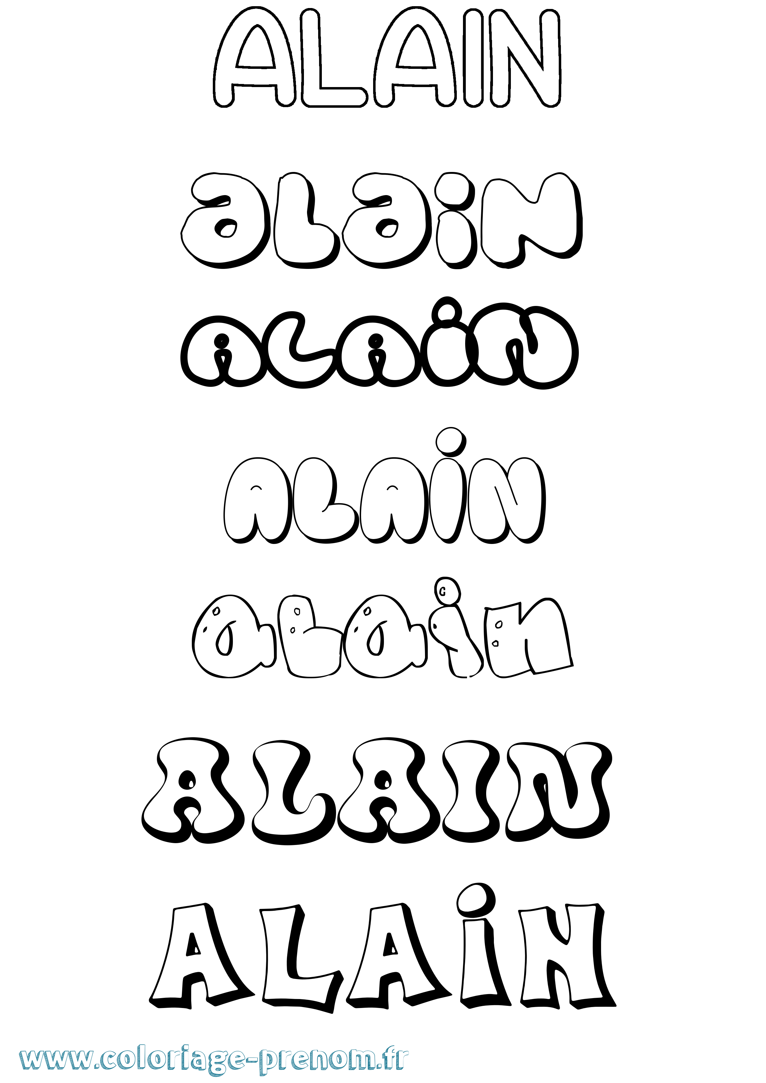 Coloriage Alain Coloriage prénom Alain