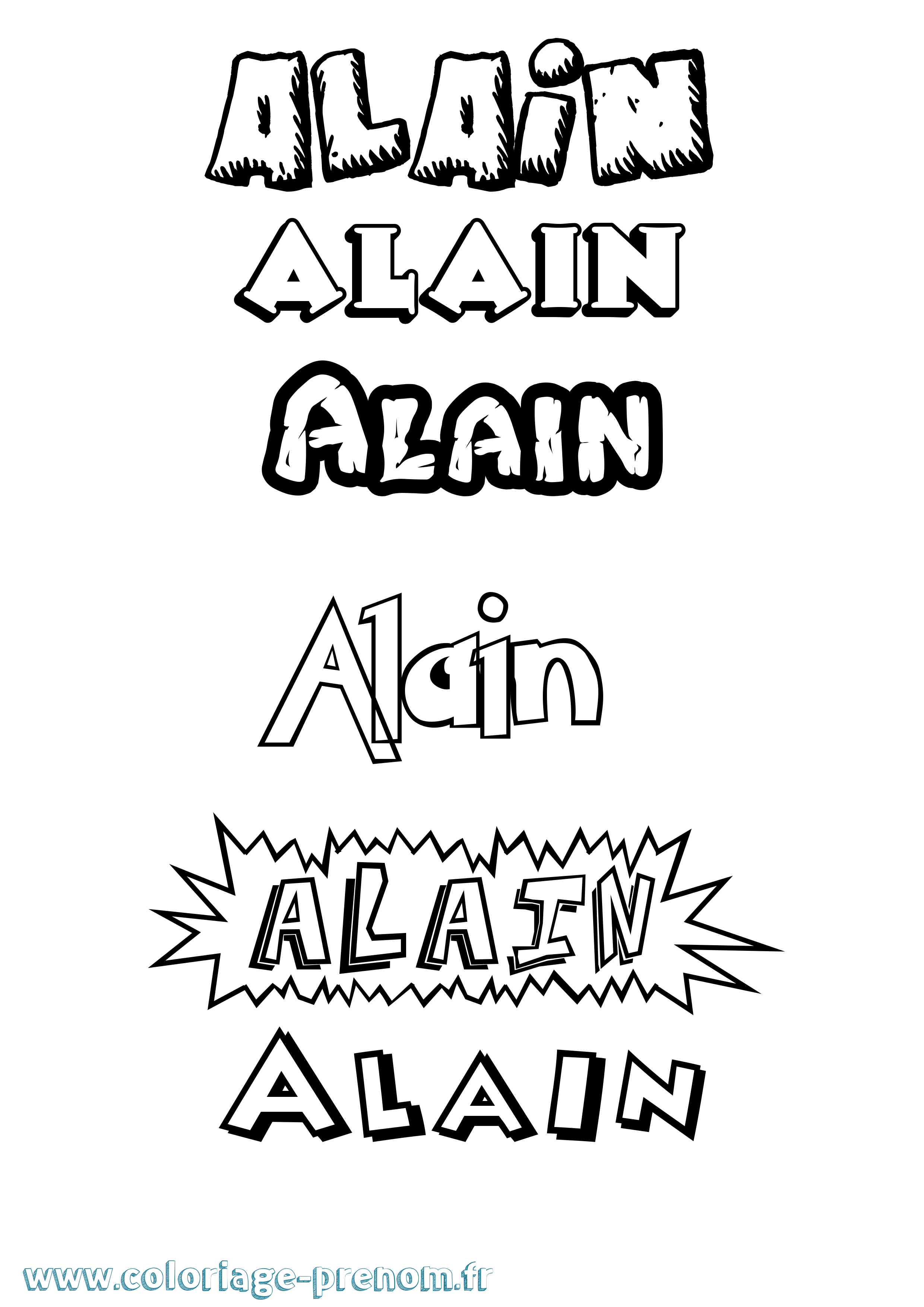 Coloriage prénom Alain Dessin Animé