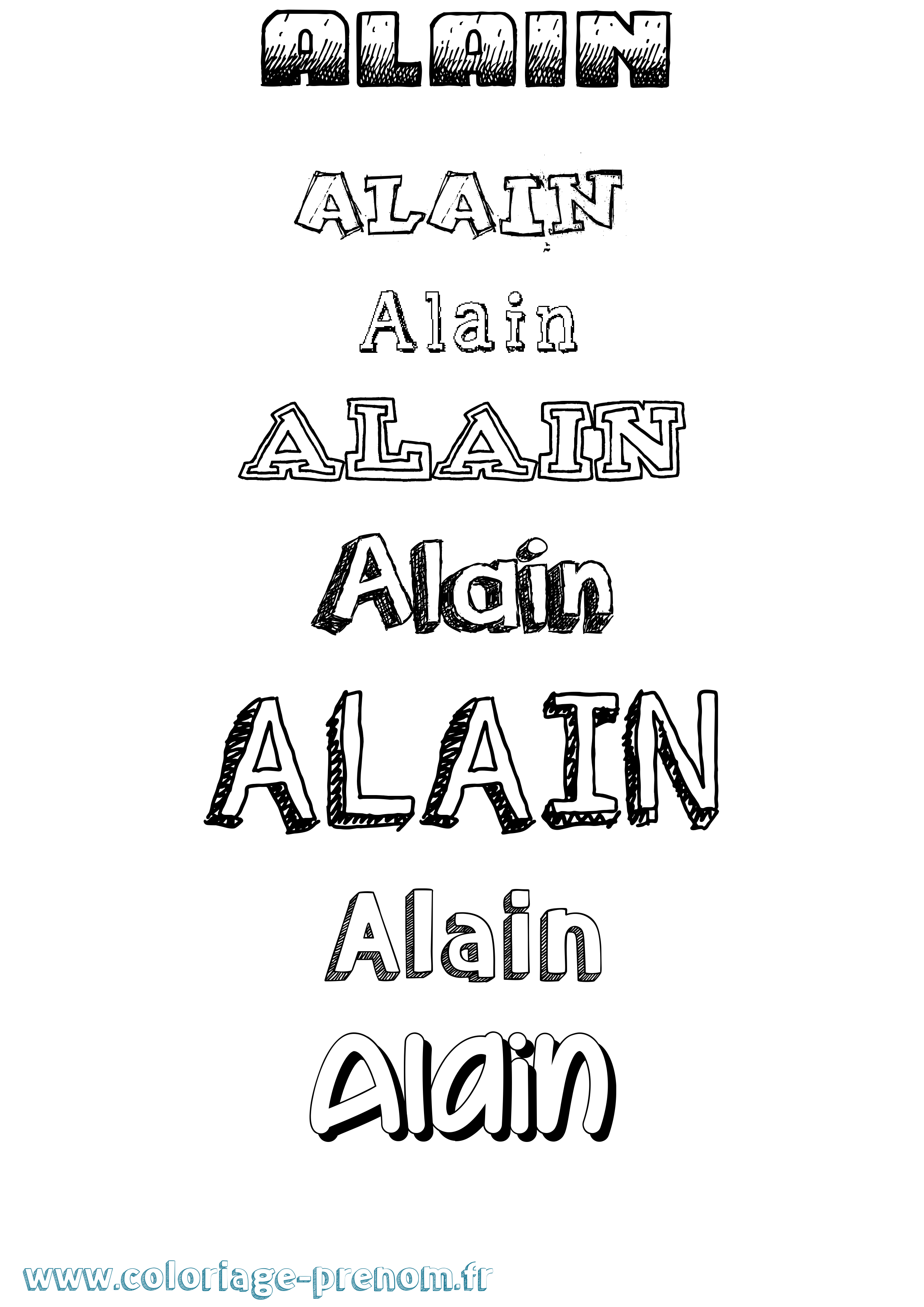 Coloriage prénom Alain