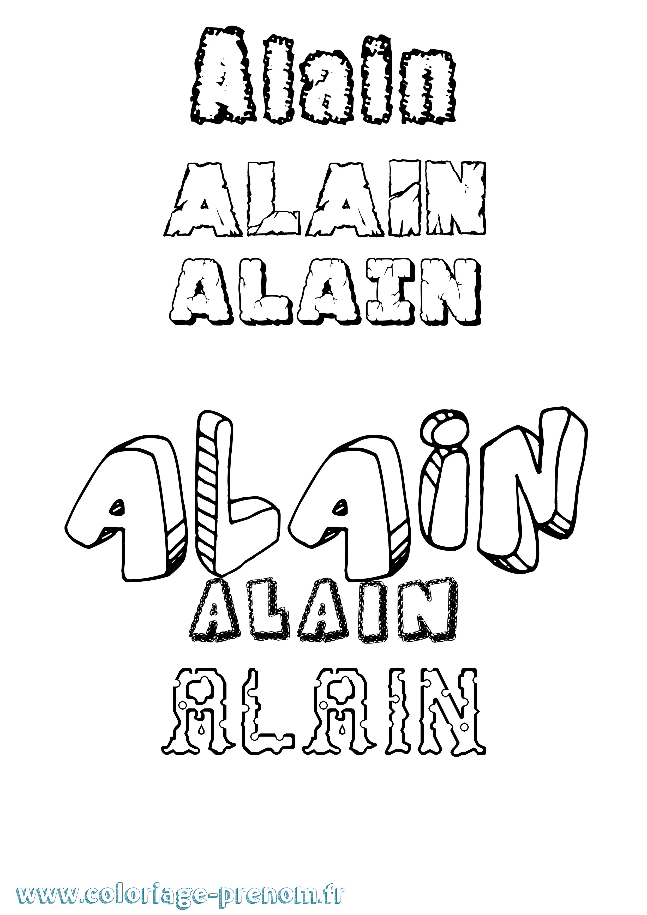 Coloriage prénom Alain Destructuré
