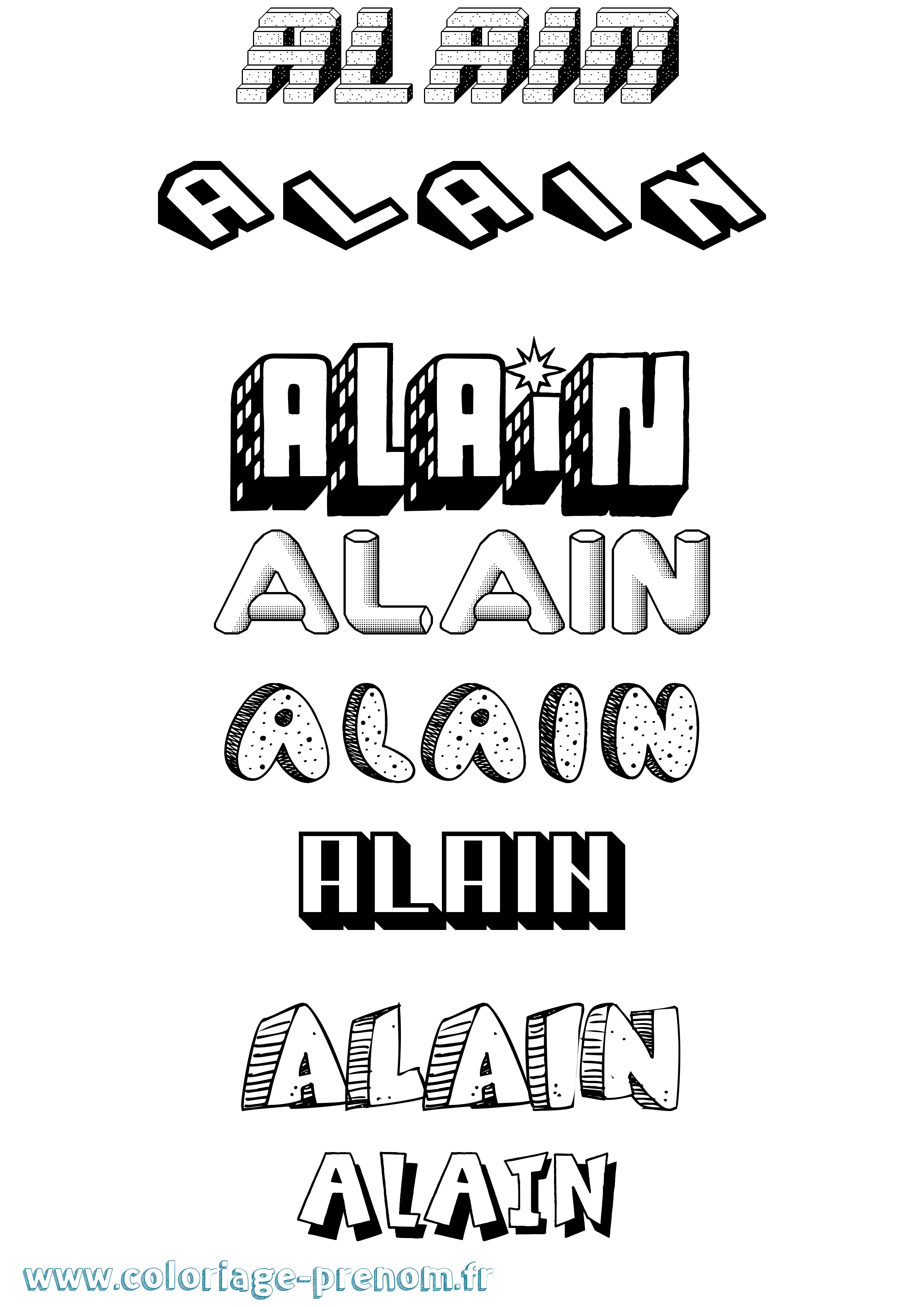 Coloriage Alain Coloriage prénom Alain