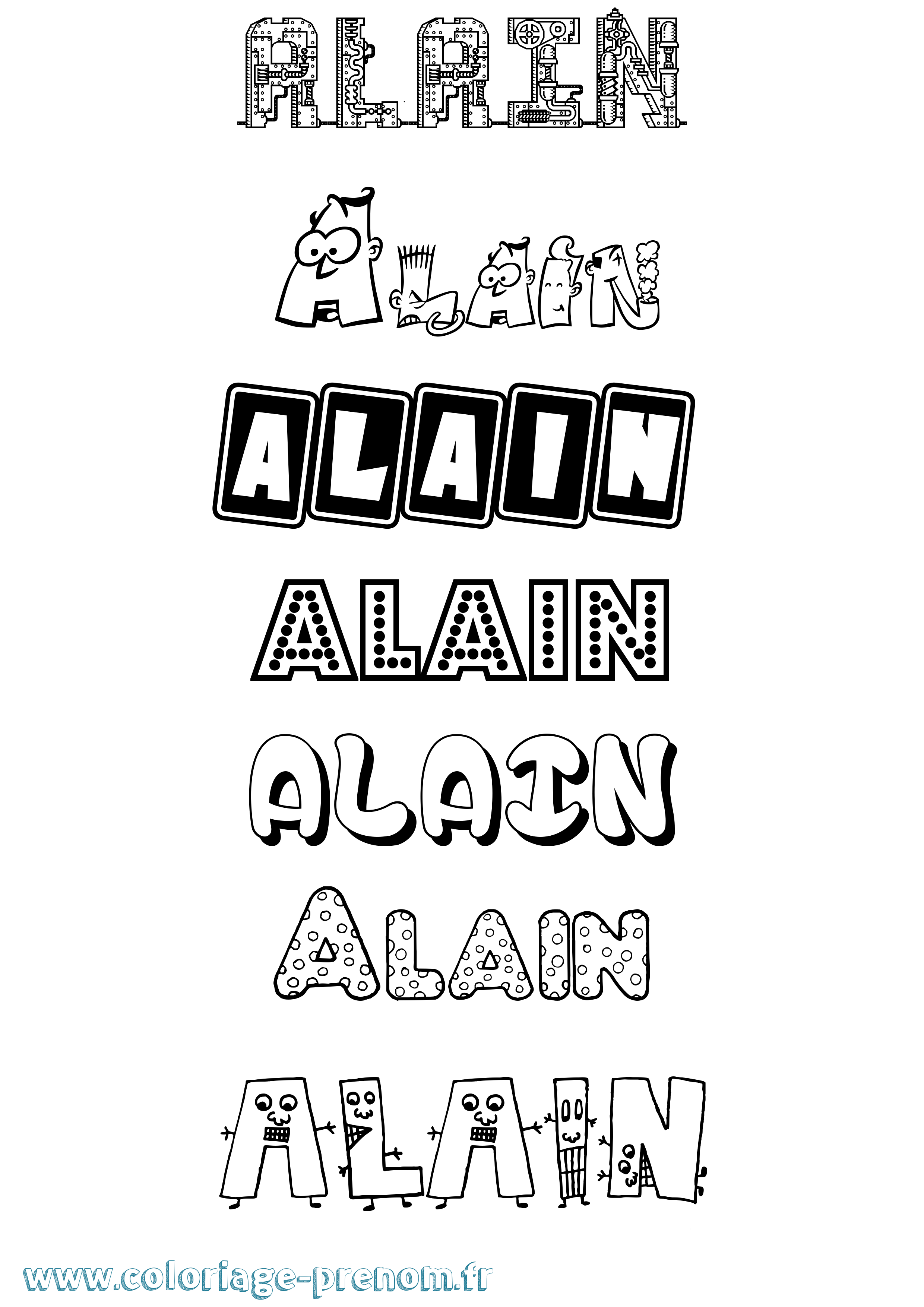 Coloriage prénom Alain Fun