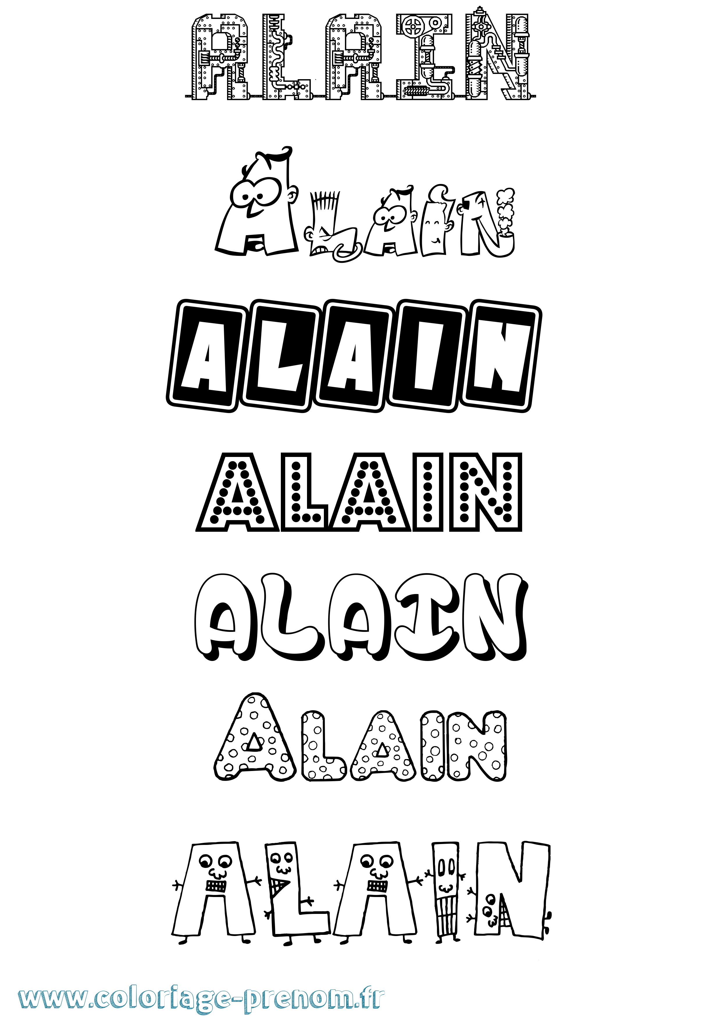 Coloriage Alain Coloriage prénom Alain
