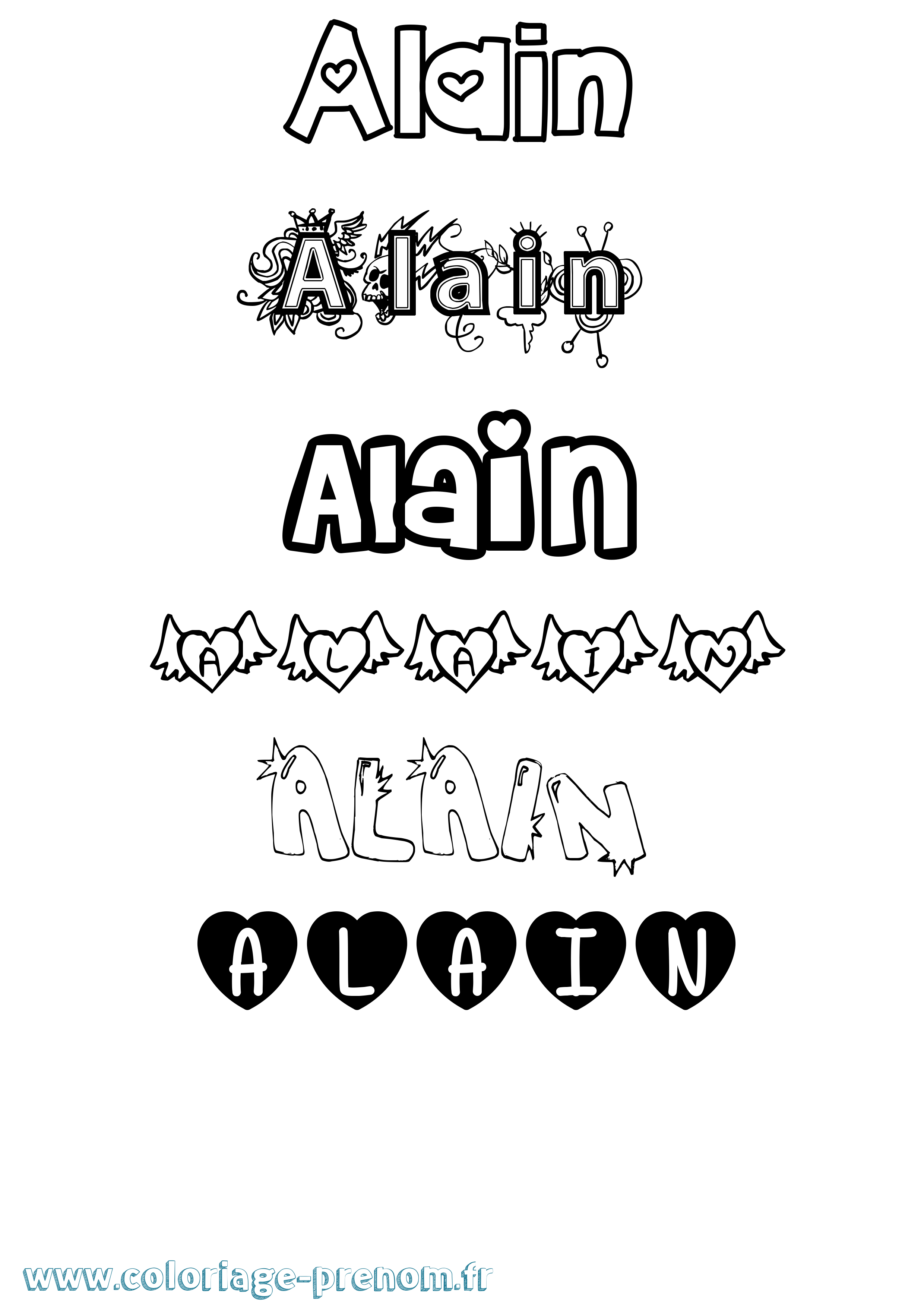 Coloriage Alain Coloriage prénom Alain
