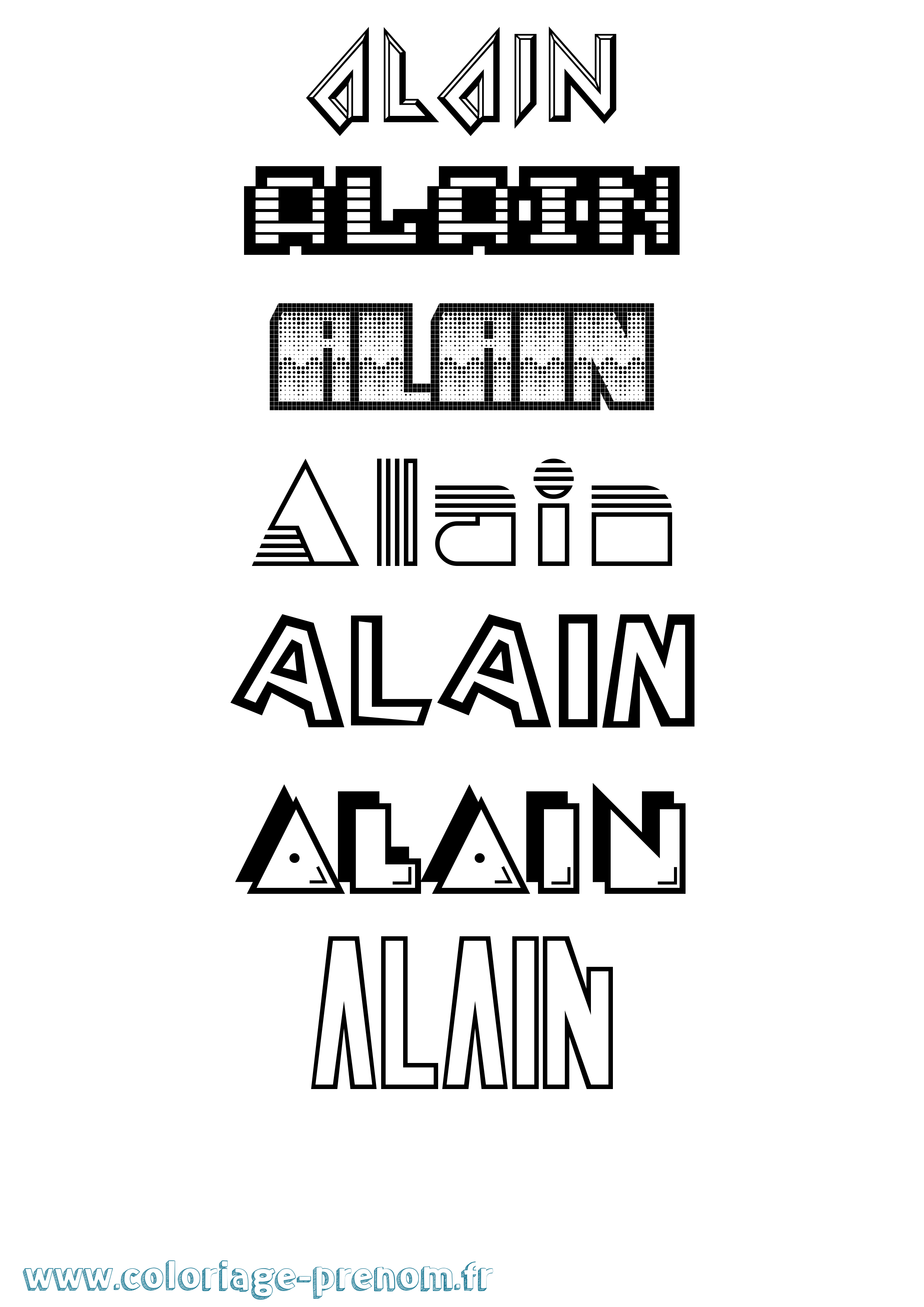 Coloriage Alain Coloriage prénom Alain