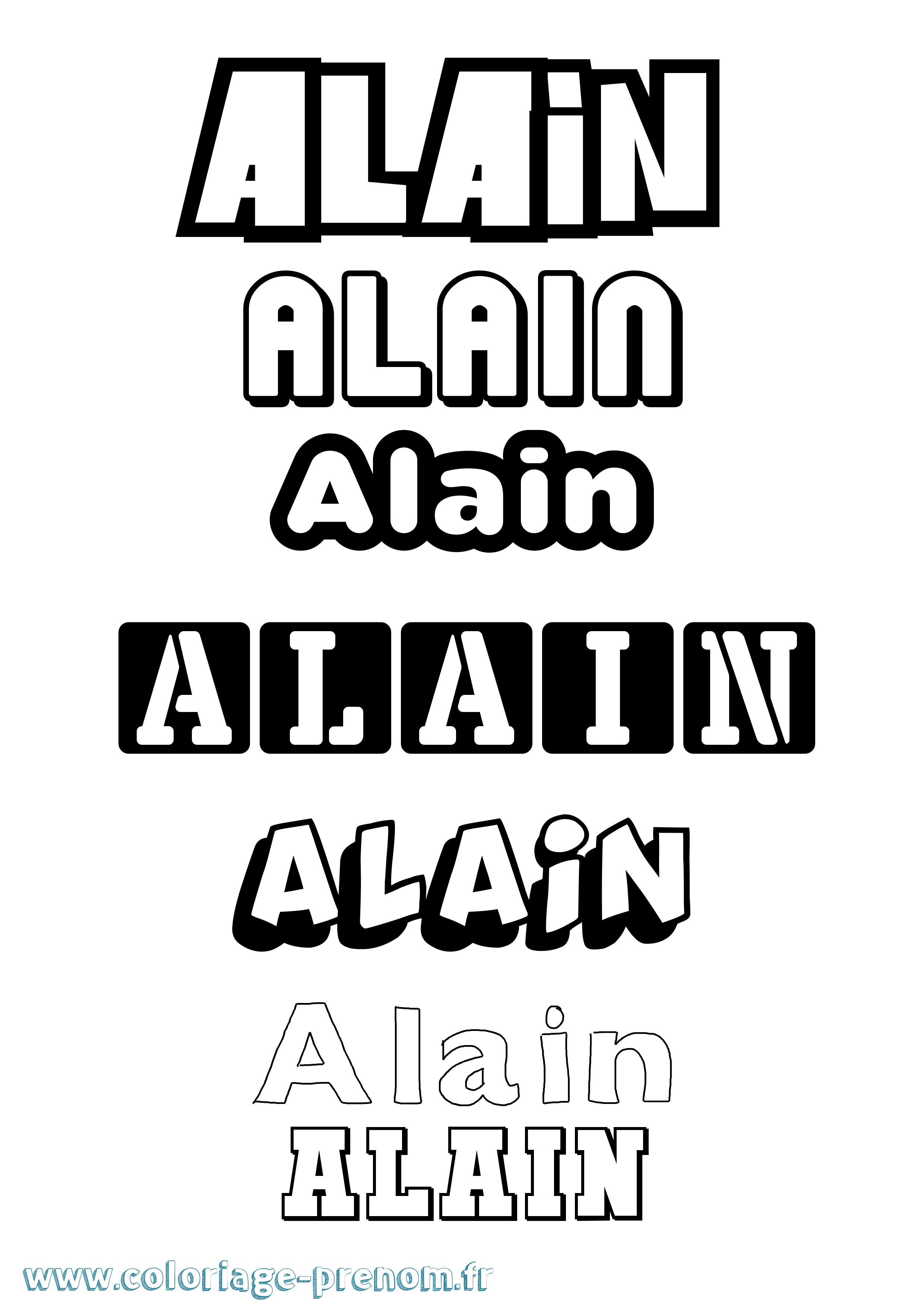 Coloriage prénom Alain Simple