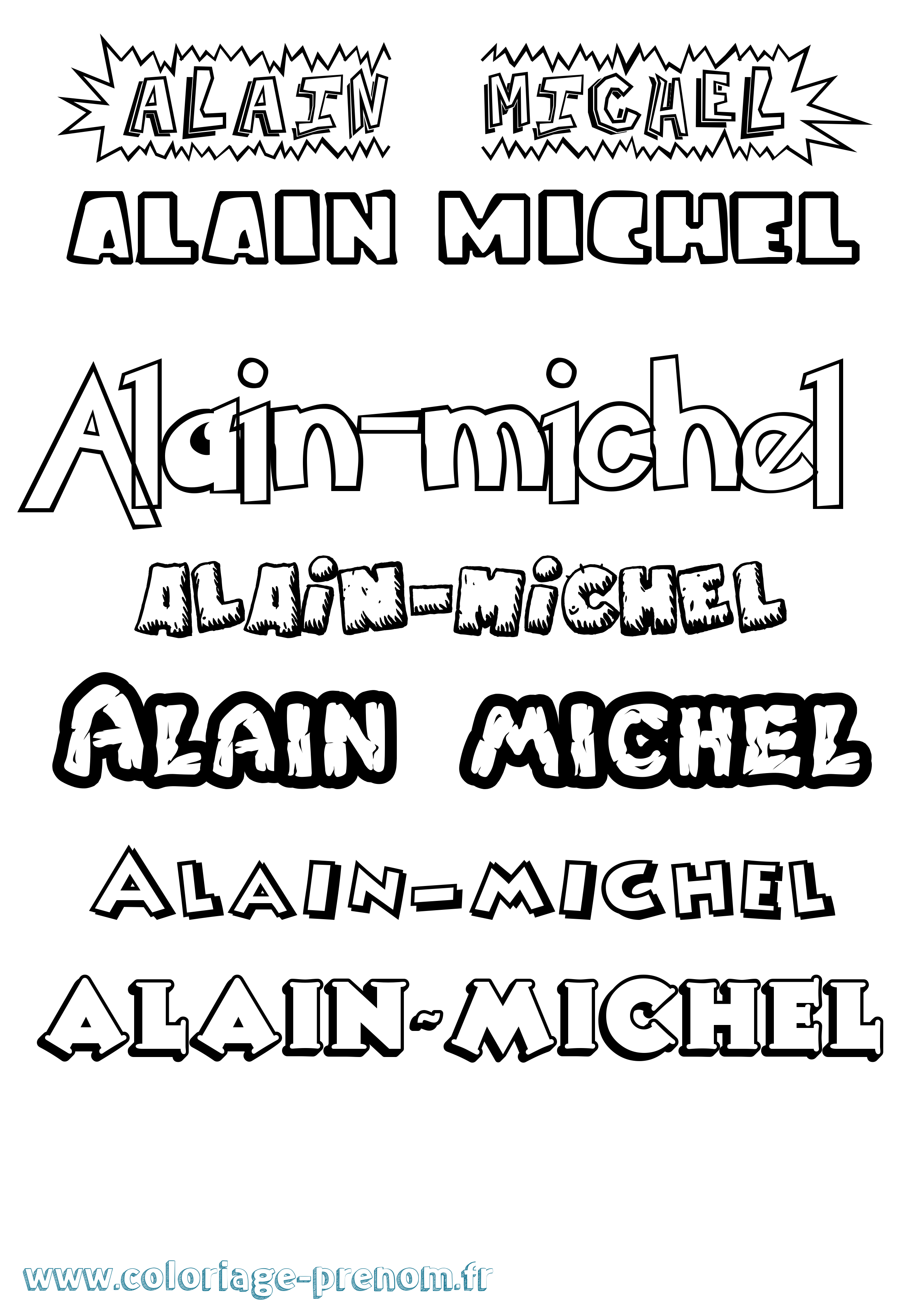 Coloriage prénom Alain-Michel Dessin Animé