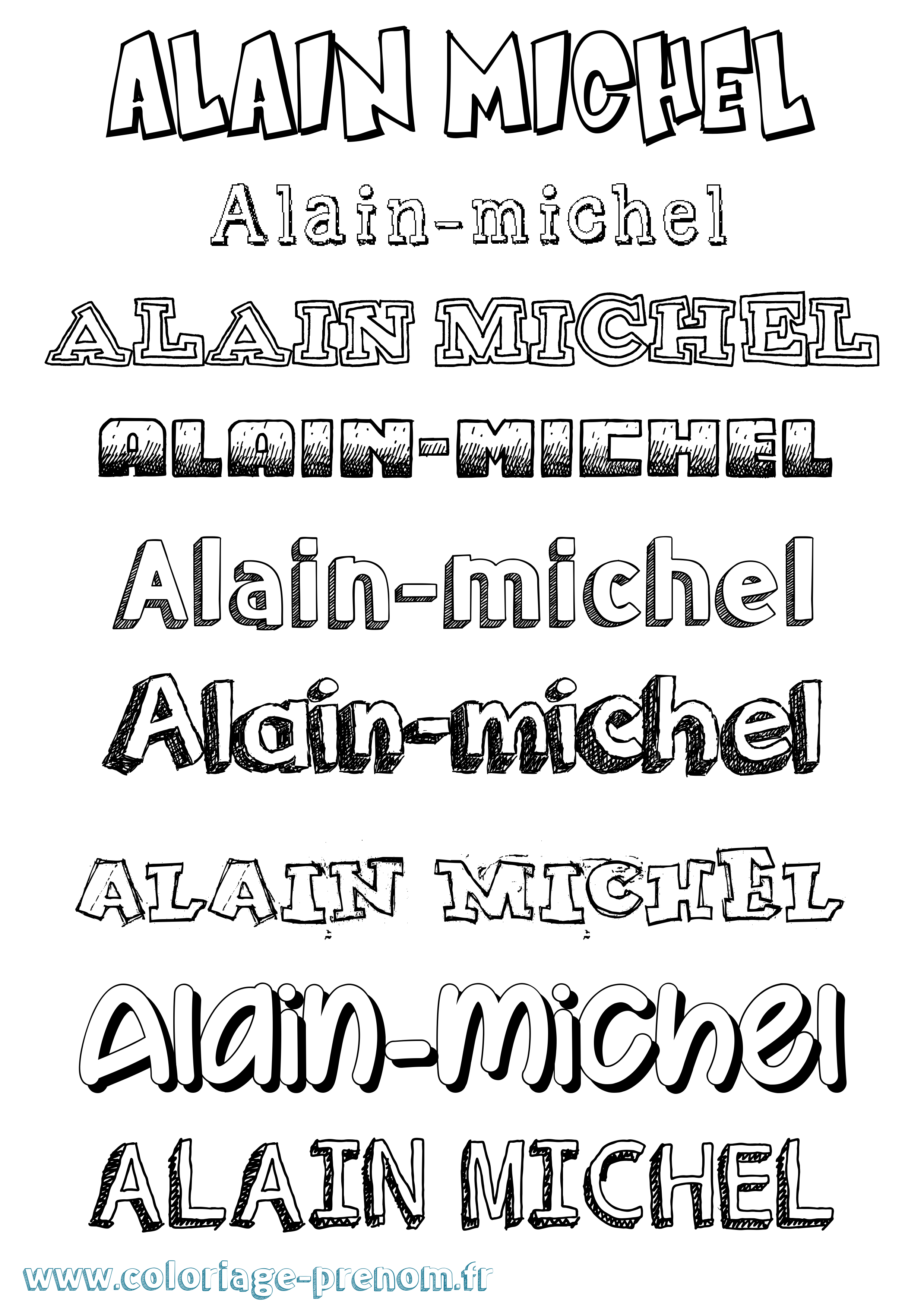 Coloriage prénom Alain-Michel Dessiné