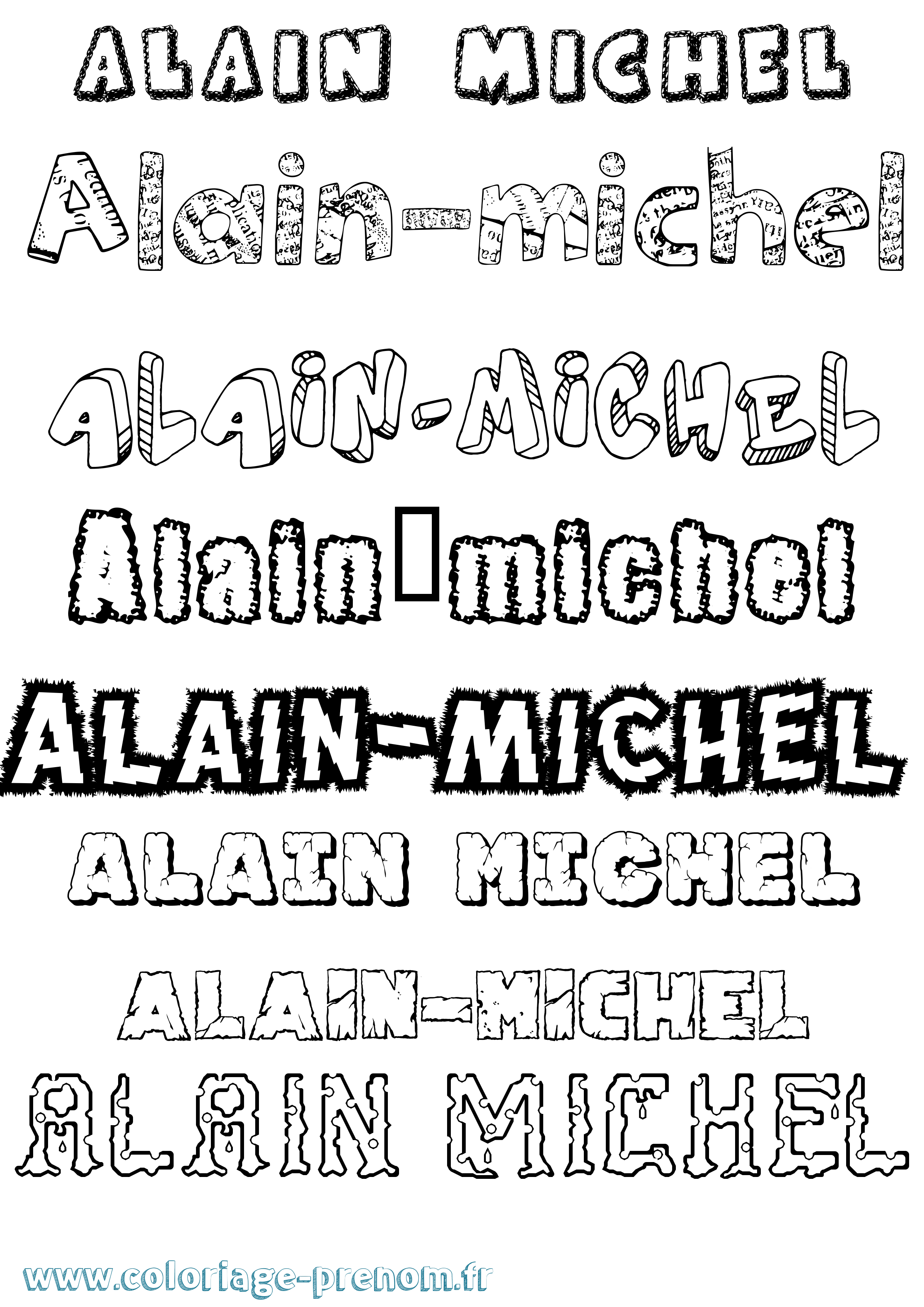 Coloriage prénom Alain-Michel Destructuré