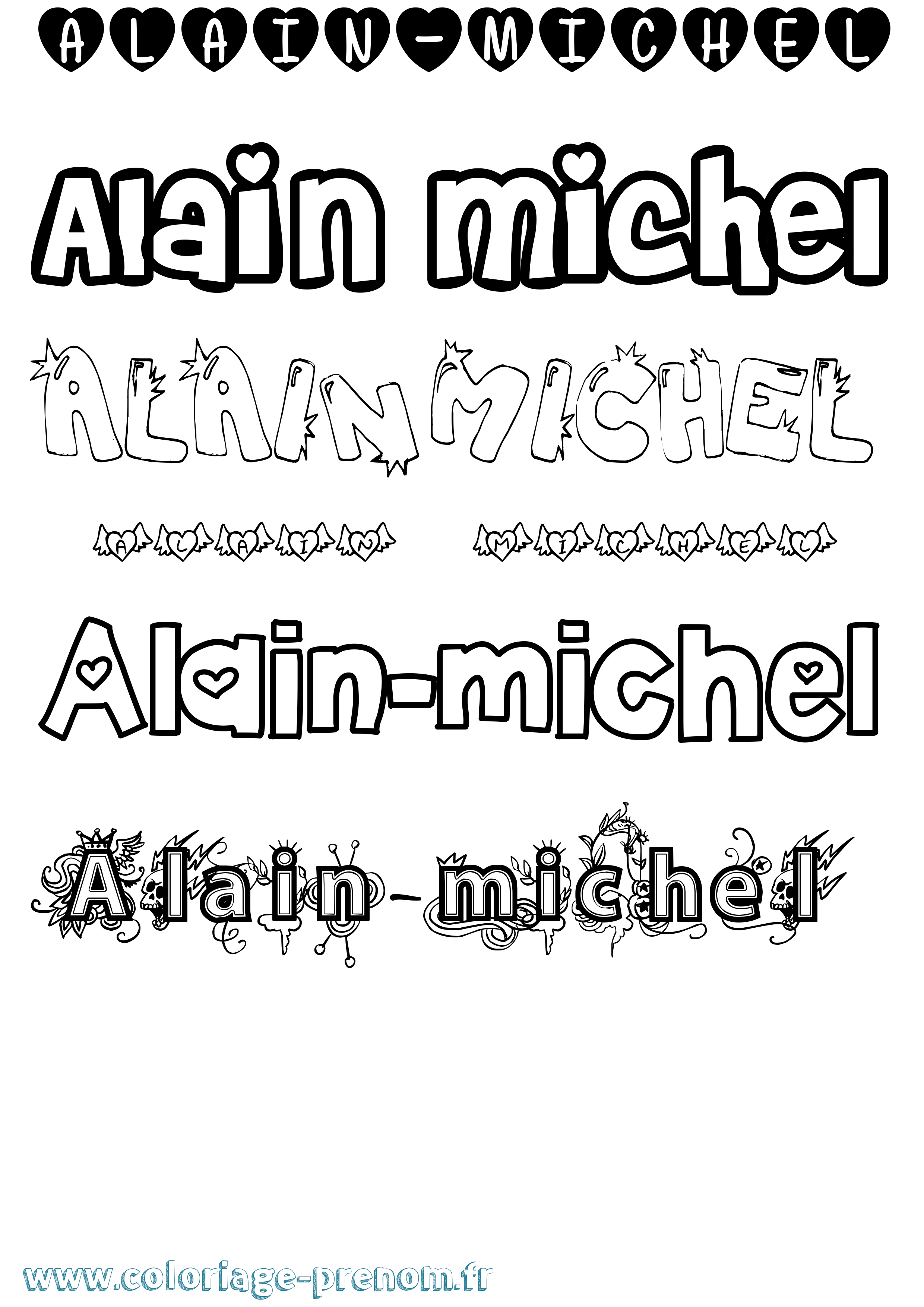 Coloriage prénom Alain-Michel Girly