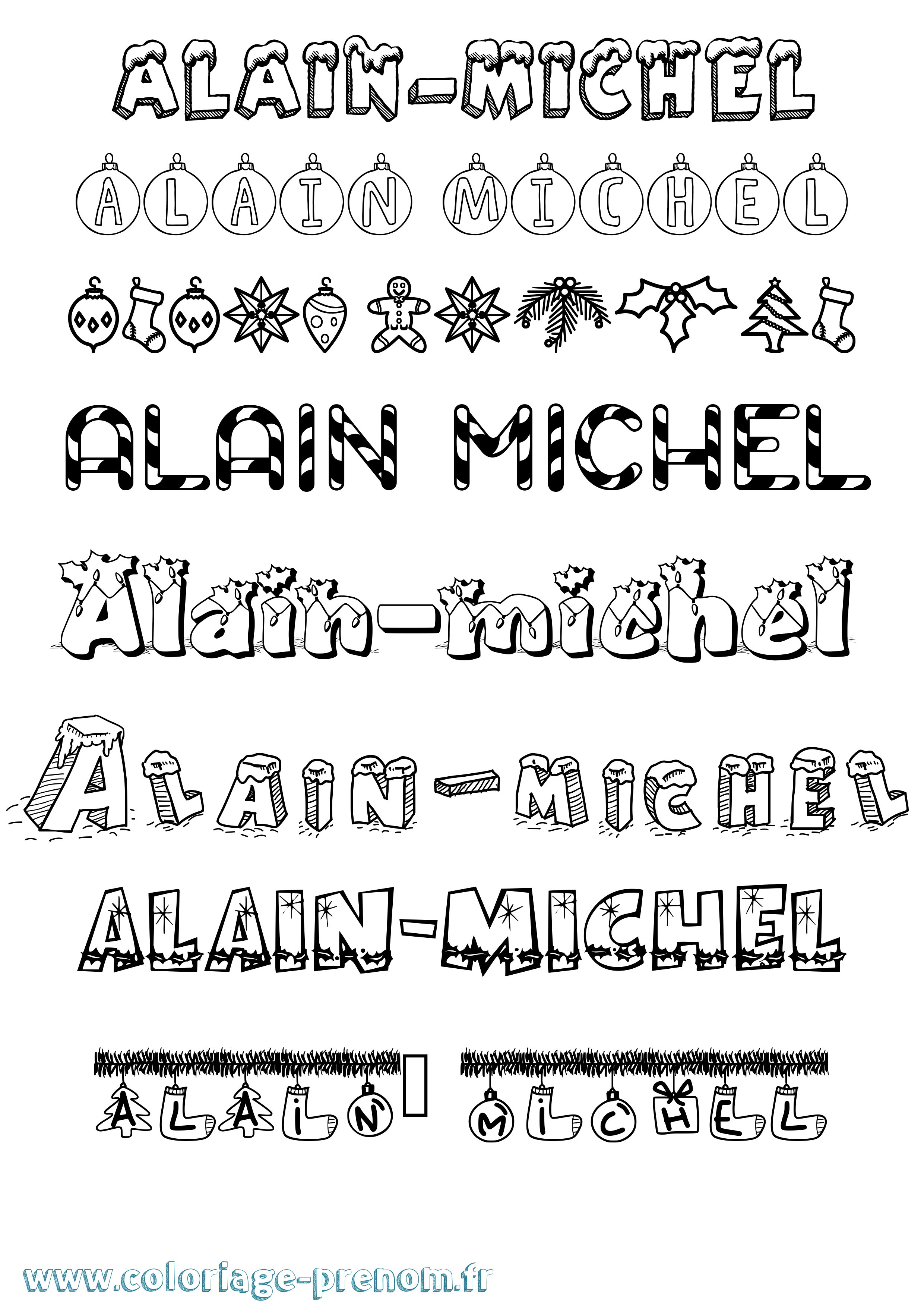 Coloriage prénom Alain-Michel Noël